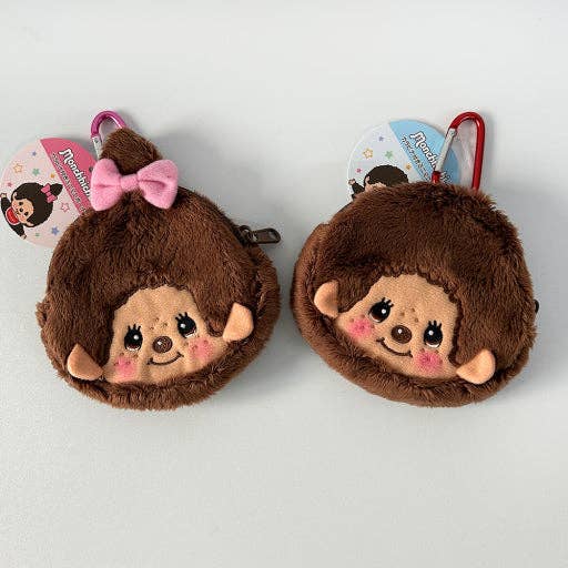 Monchhichi Carabiner Coin Pouch, Pink Bow