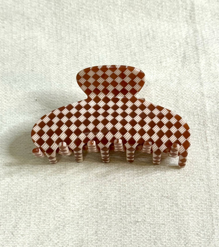 Merlot Checker Hair Claw