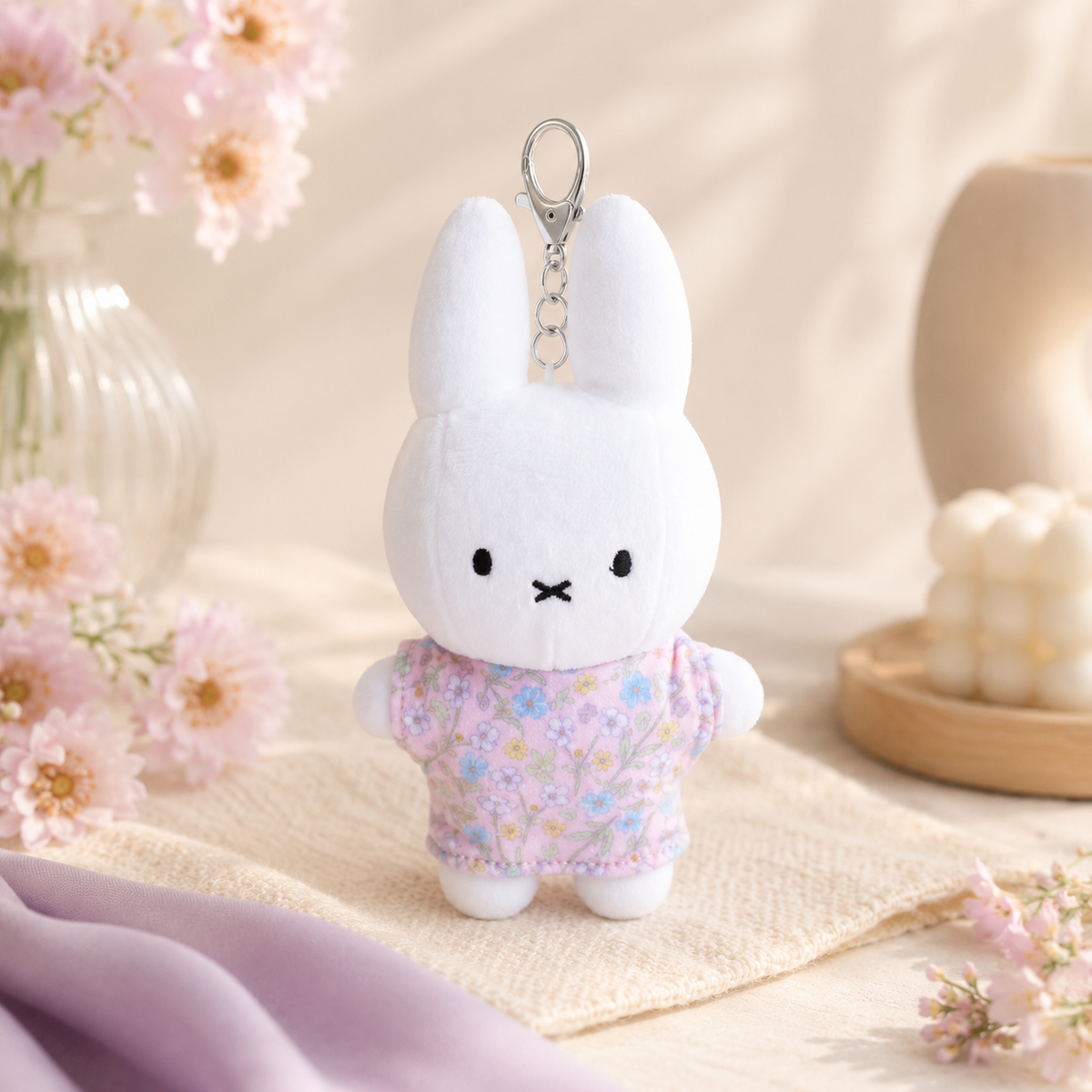 Miffy T-Shirt Plush Keychain, Green Daisy Shirt