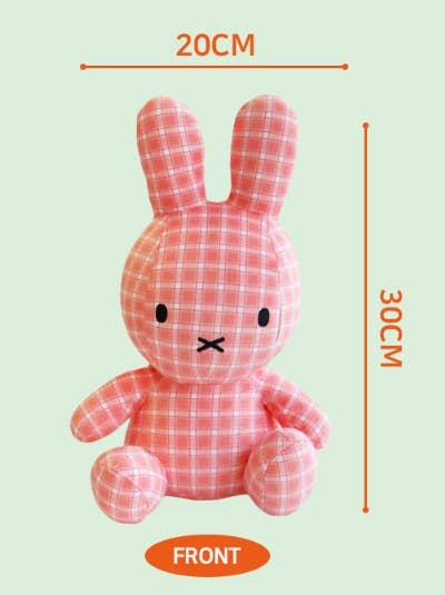 Miffy Classic Check Plush Doll, 30cm, Pink