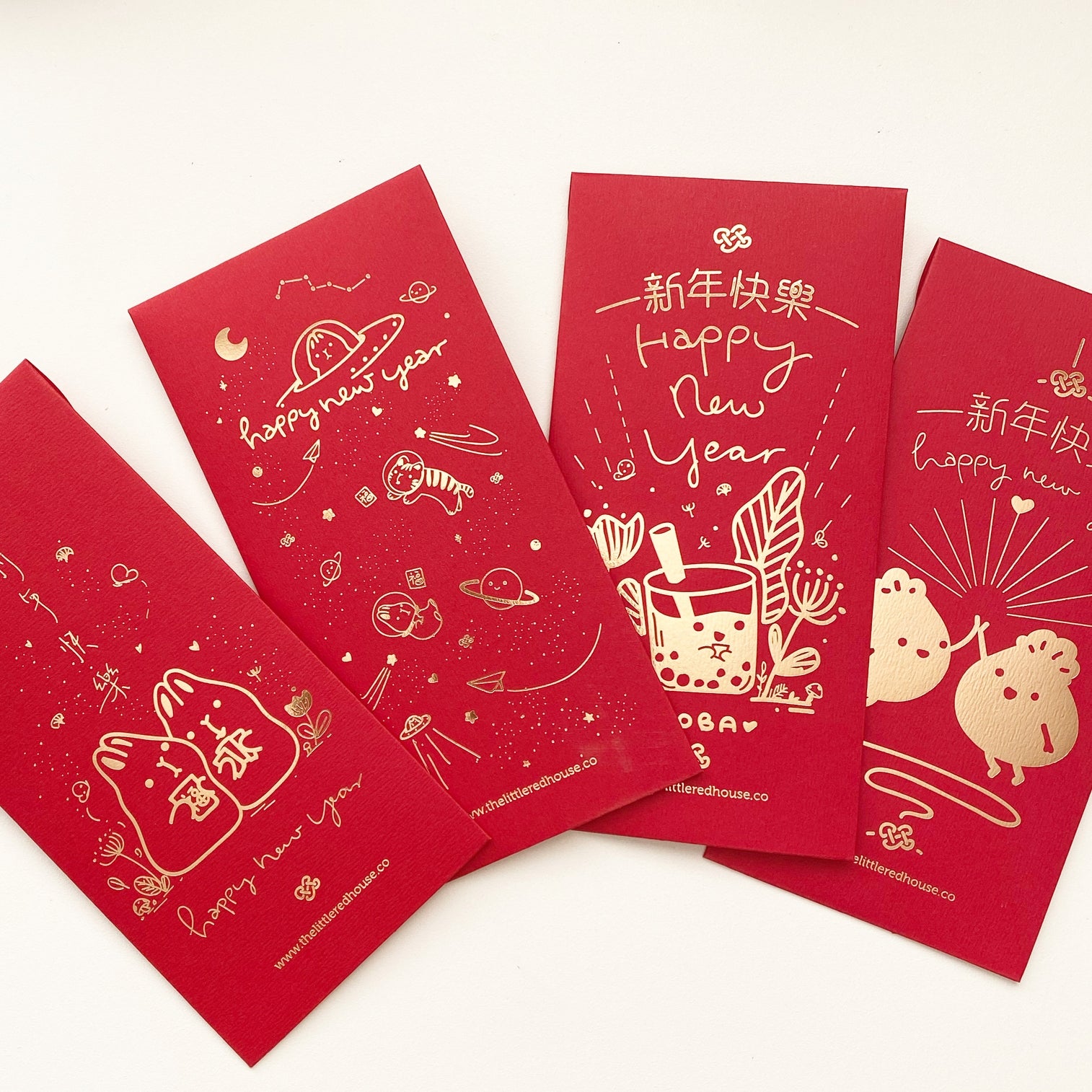 Boba Lunar New Year Red Pocket Envelope, Set of 3