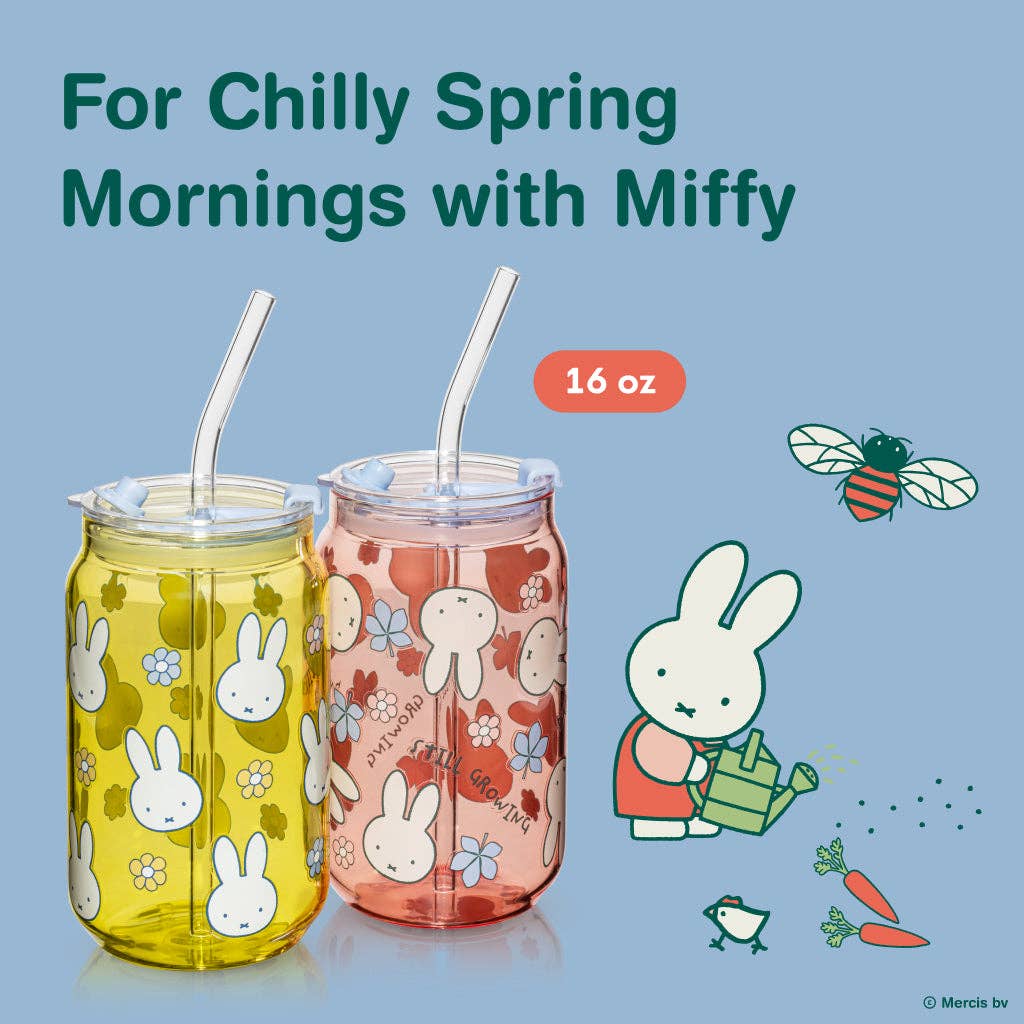Miffy Spring Drinking Glass with Straw
