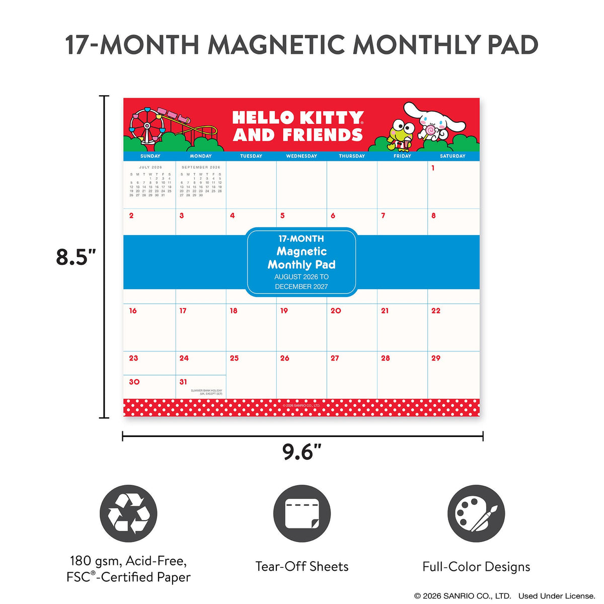 2027 Hello Kitty® and Friends Retro Magnetic Monthly Pad
