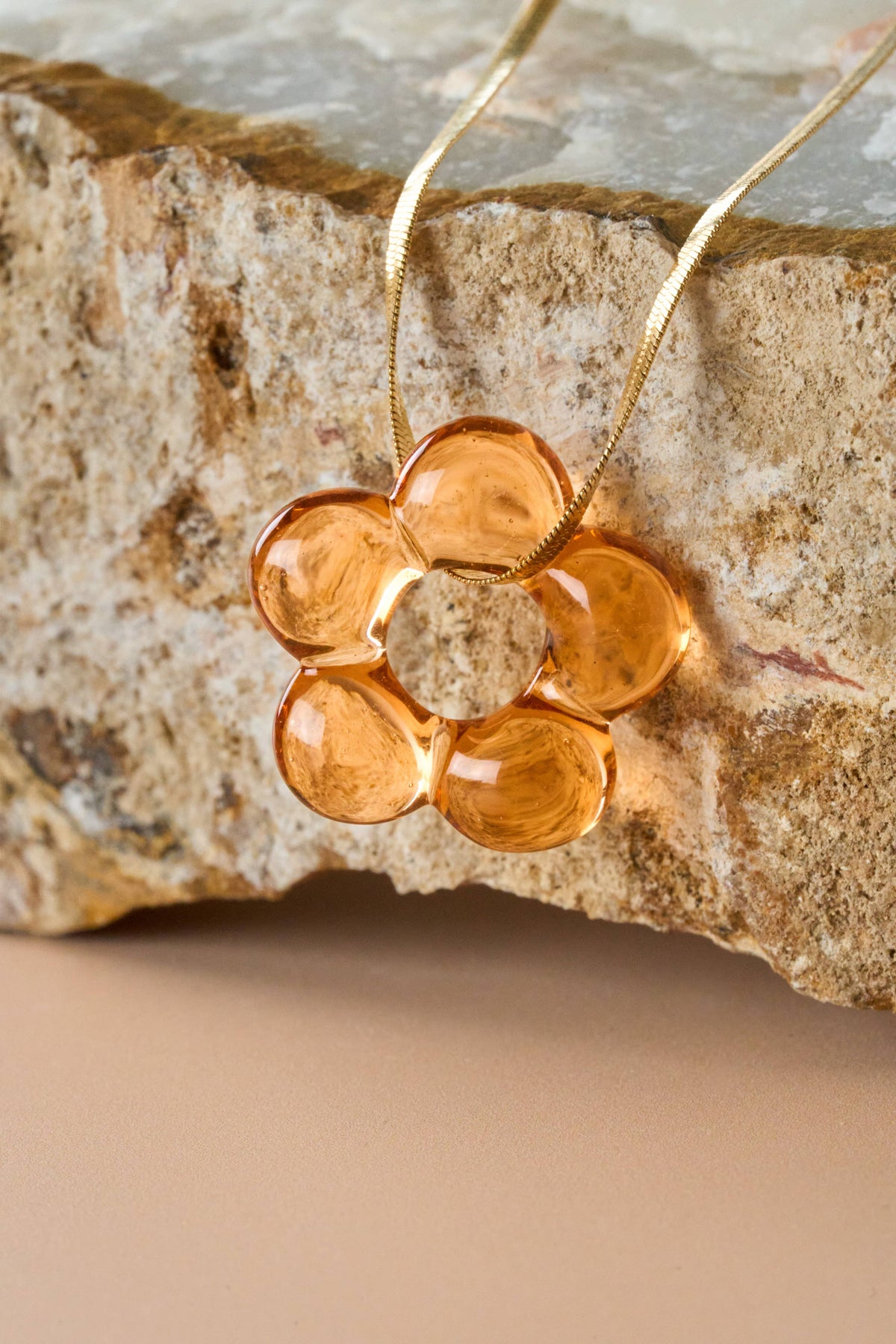 Dazy Glaze Necklace, Gold Plated, Amber