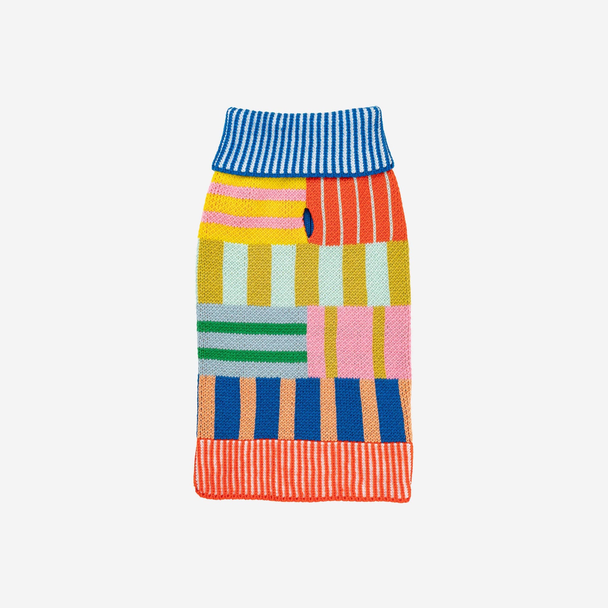 Patchwork Stripe Dog Sweater, Rainbow / M