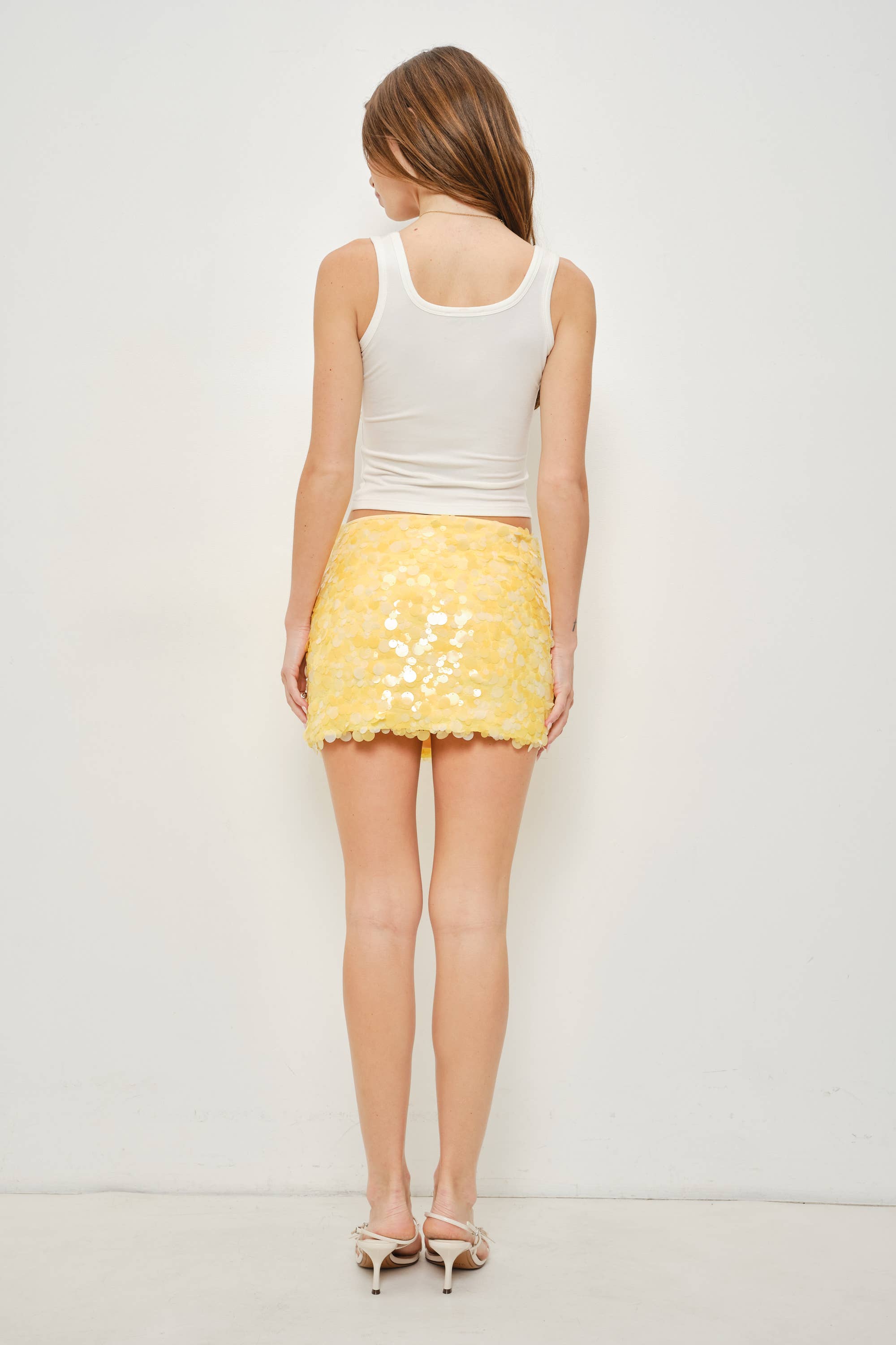 Sequin Mini Skort, Yellow