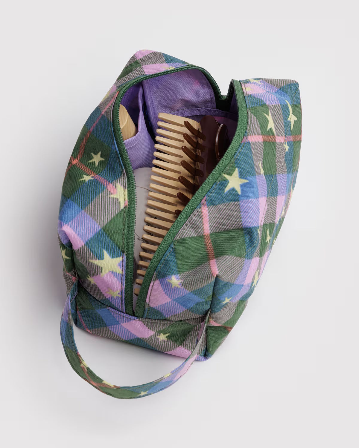 Dopp Kit, Green Star Plaid