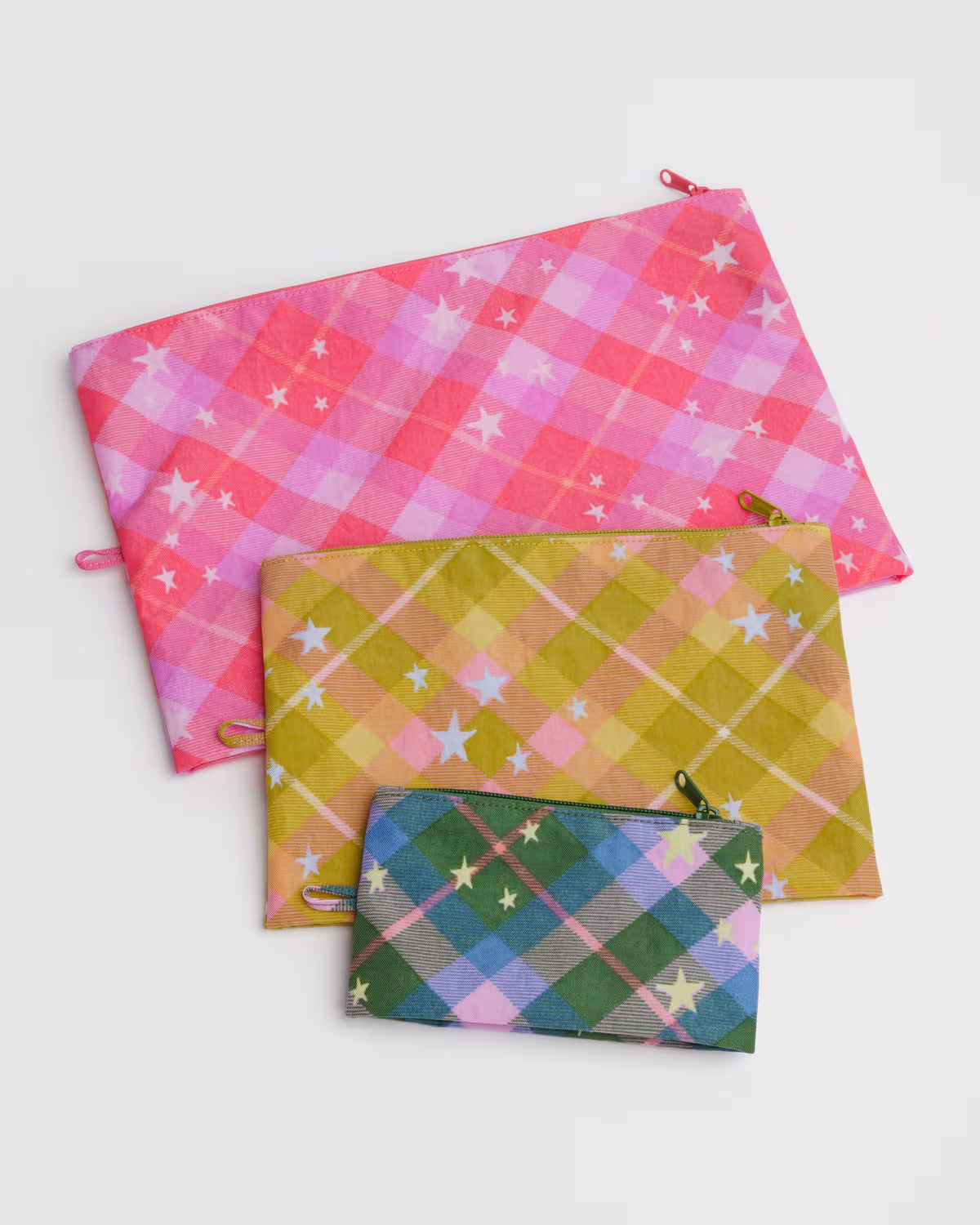 Go Pouch Set, Star Plaid