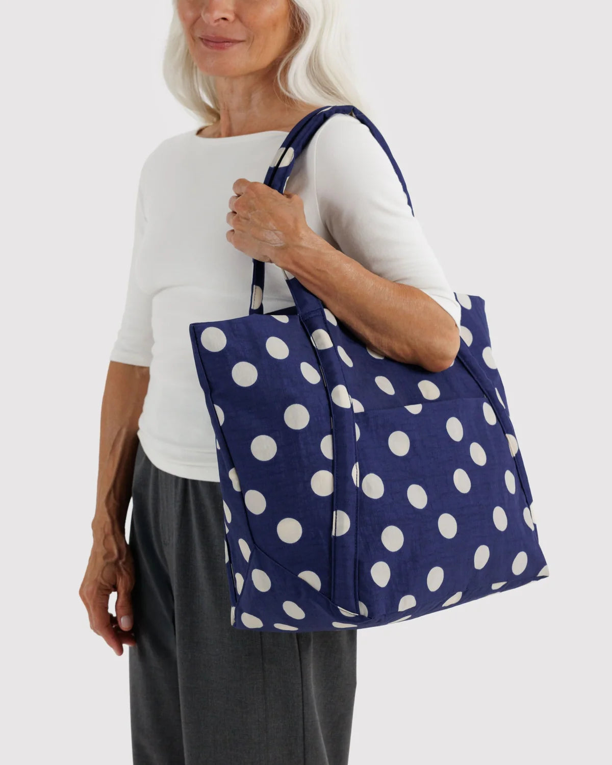 Cloud Bag, Navy and Cream Polka Dot
