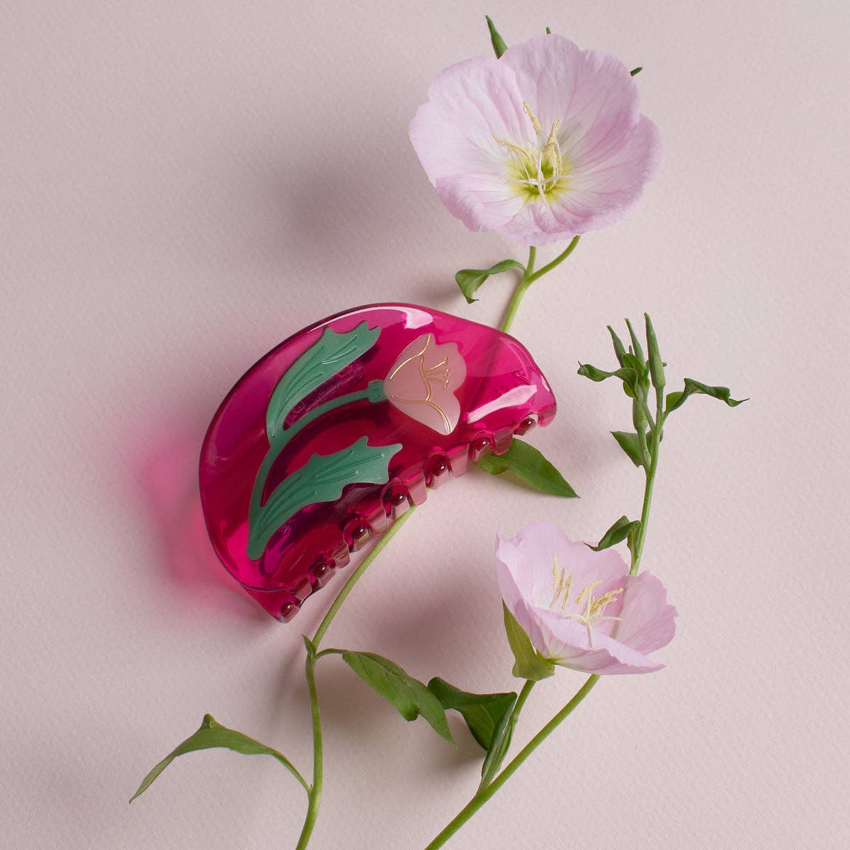 Fuchsia and Pink Rose Hair Claw