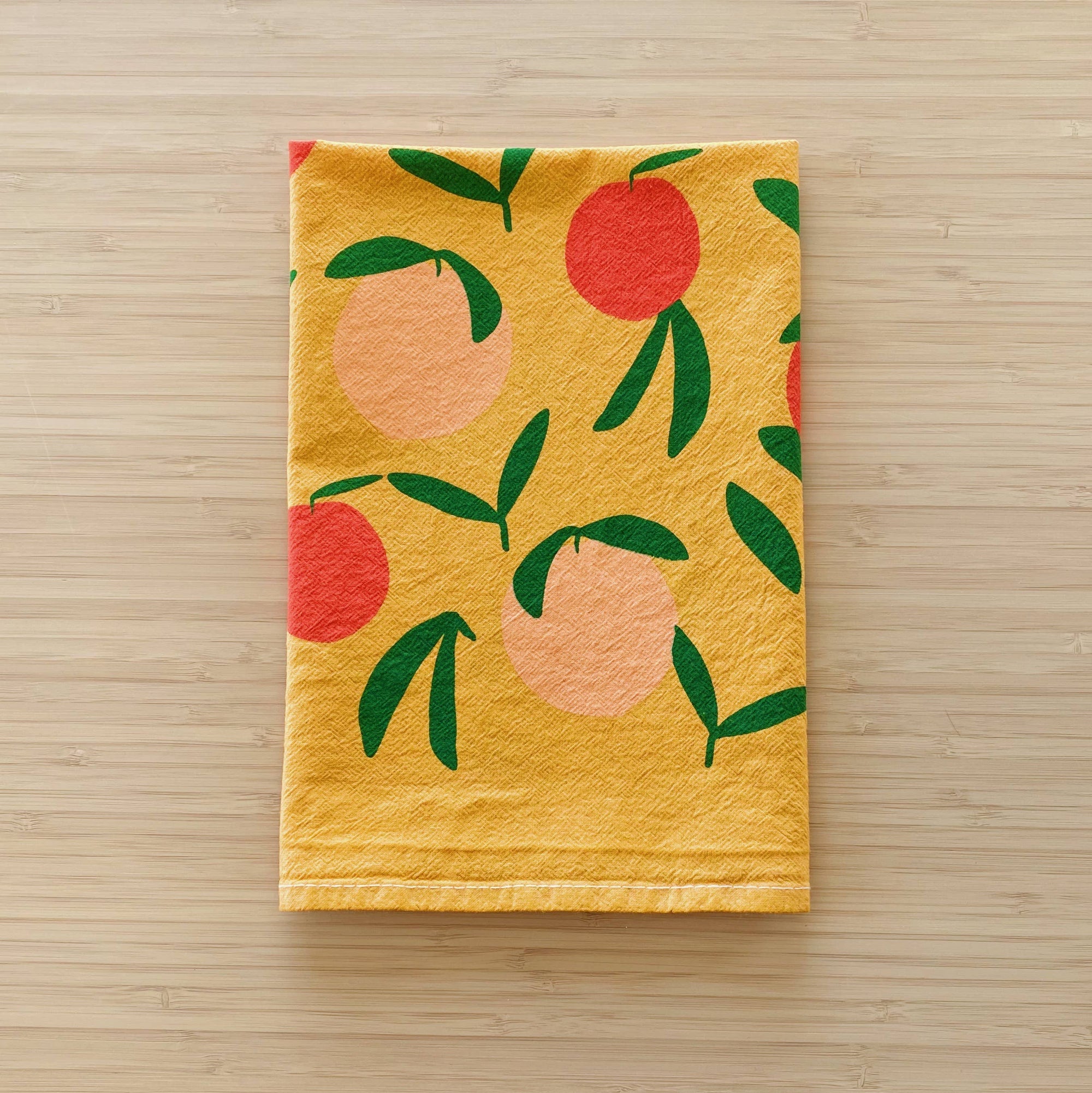 Cotton Tea Towel, Yellow Peach