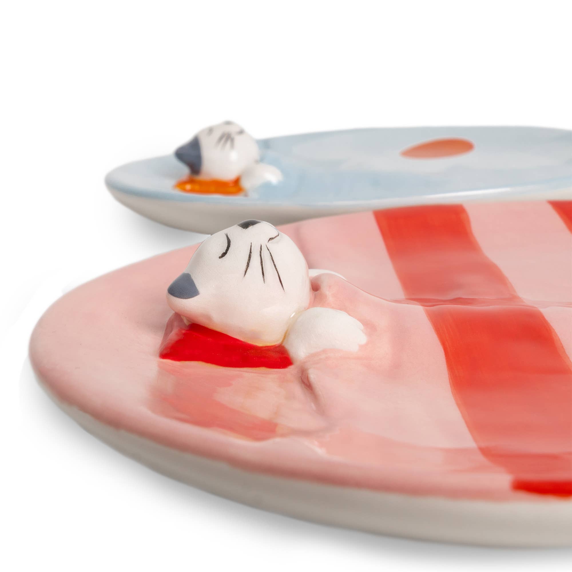 Sleepy Cat Trinket Tray, Light Blue