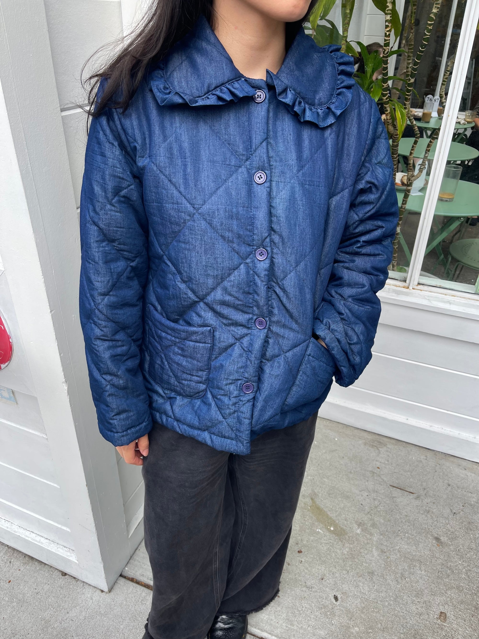 Ruffled Jacket, Blue/Denim