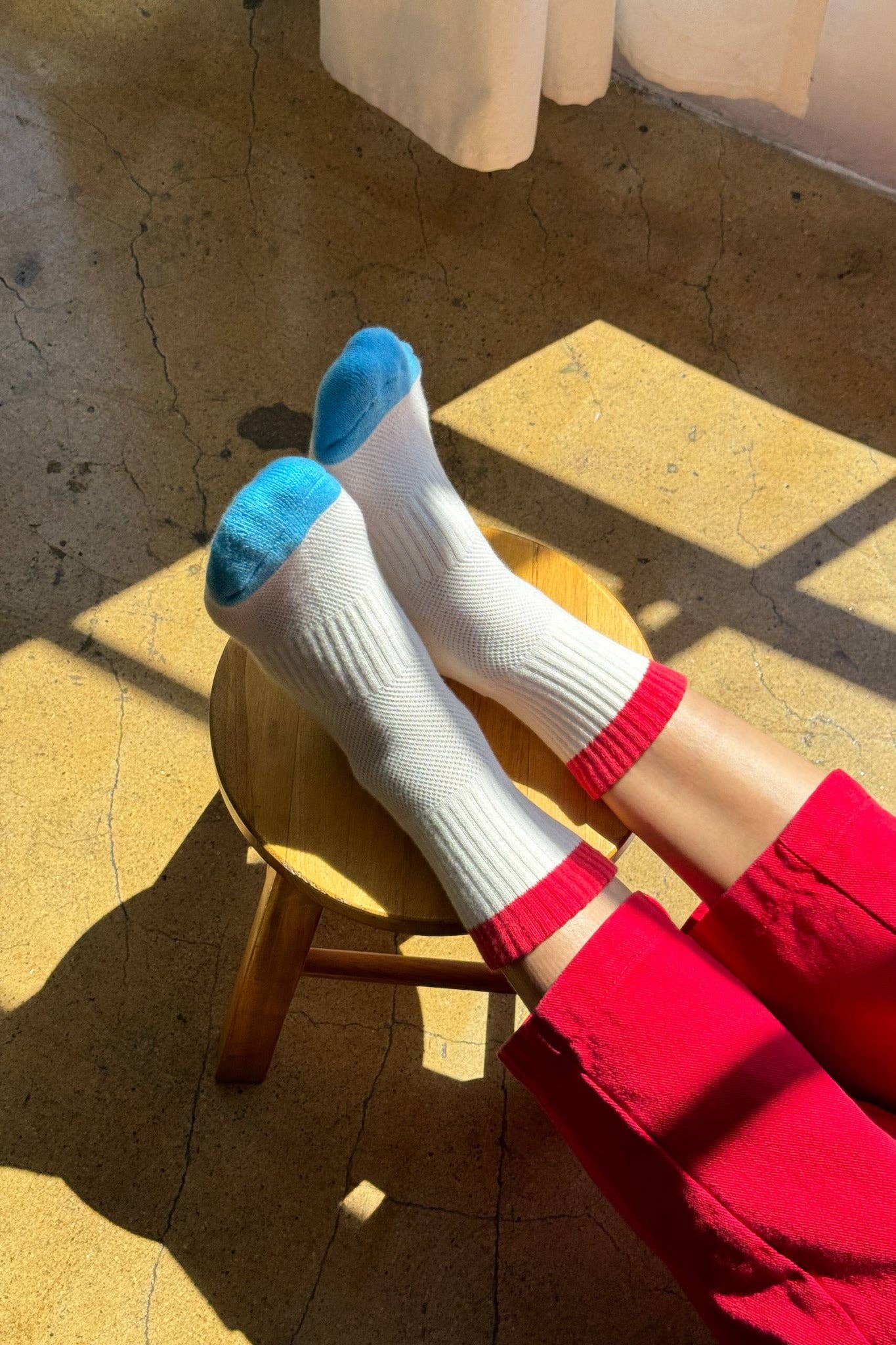 Color Block Girlfriend Socks, Yellow Blue