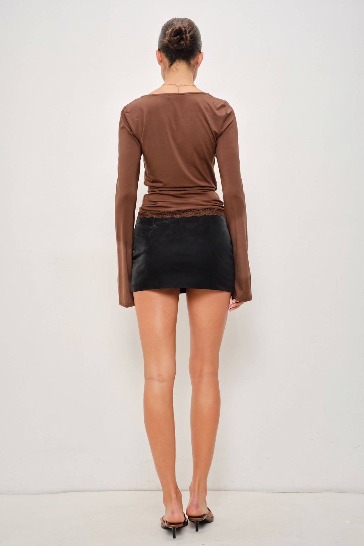 Lace Wrapped Top, Brown