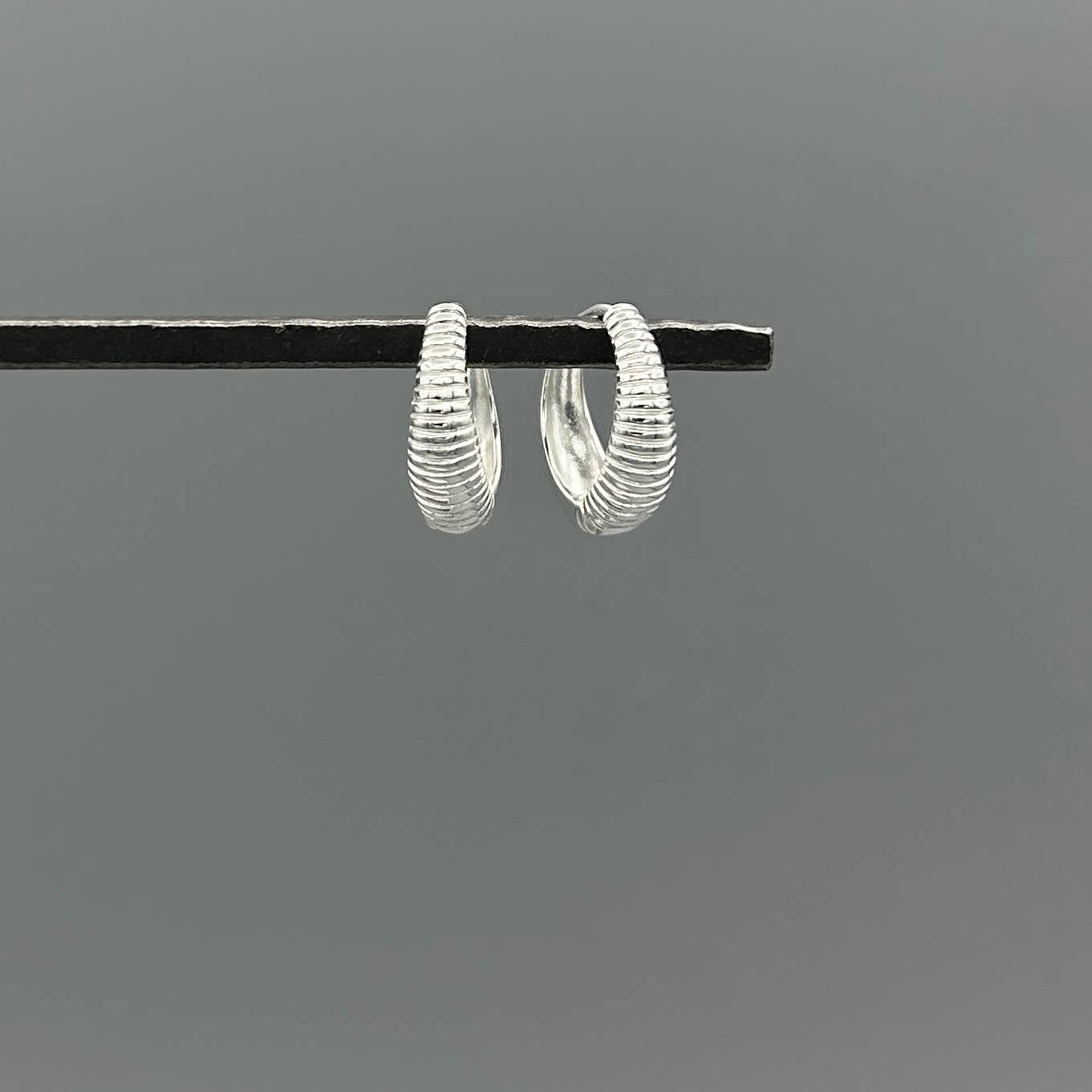 Reversible Polished & Textured Hoops, Sterling Silver