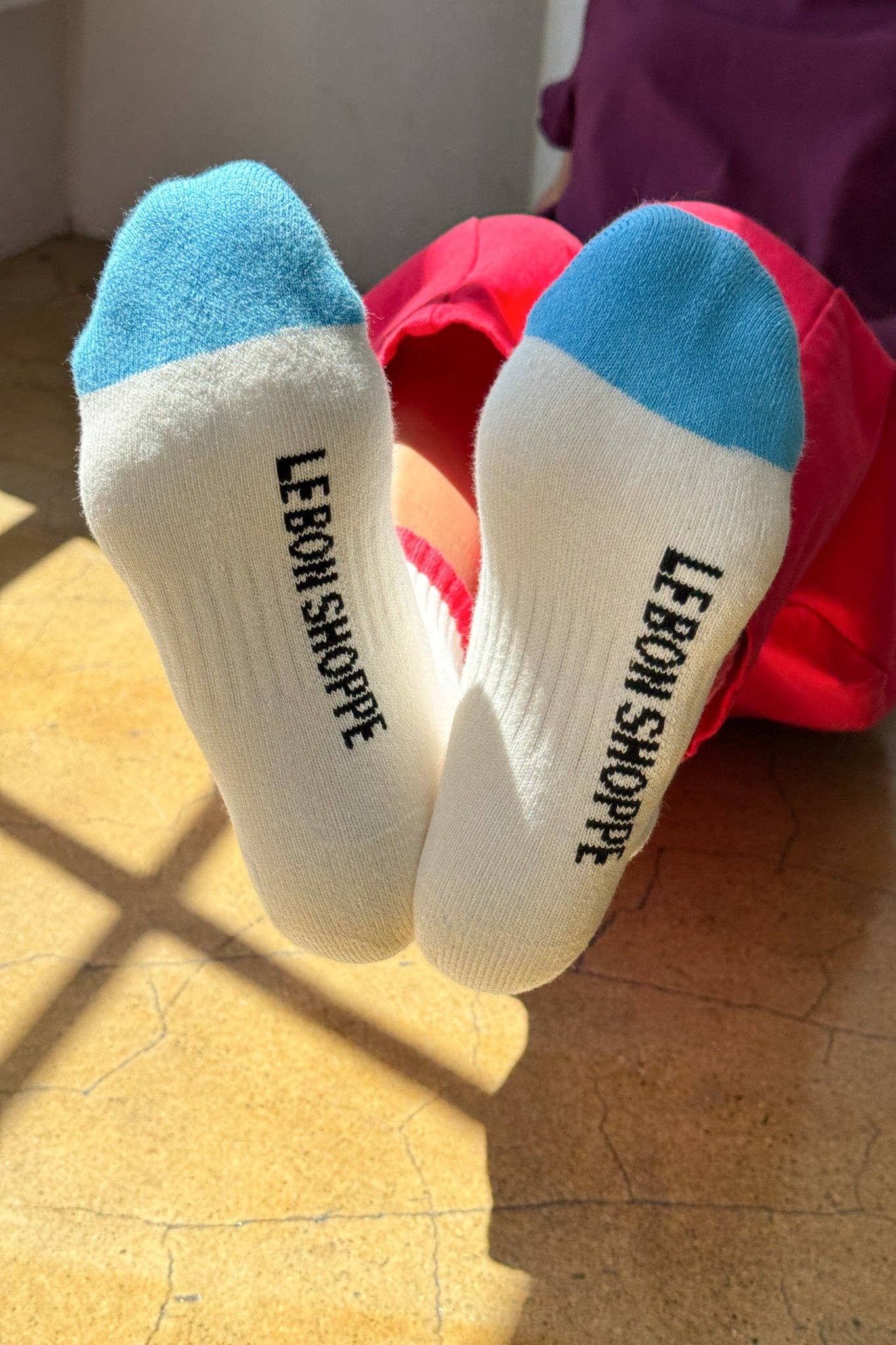 Color Block Girlfriend Socks, Yellow Blue