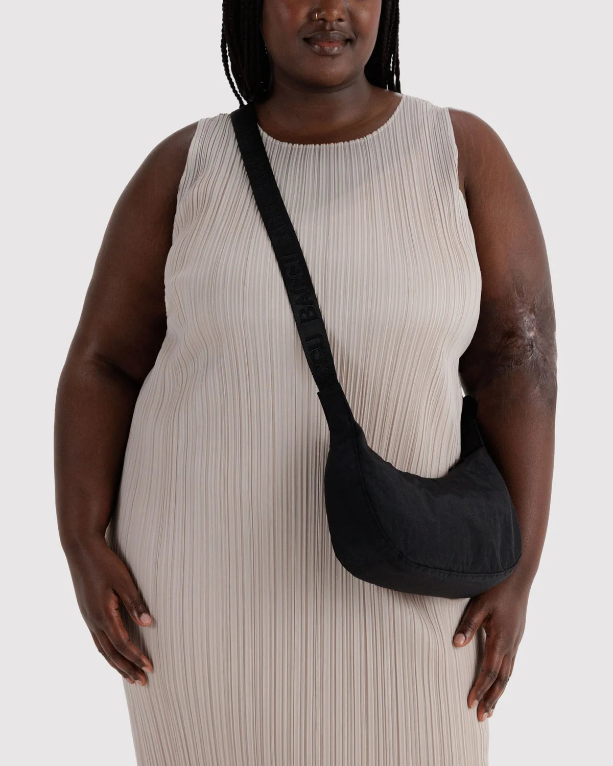 Small Nylon Crescent Bag, Black