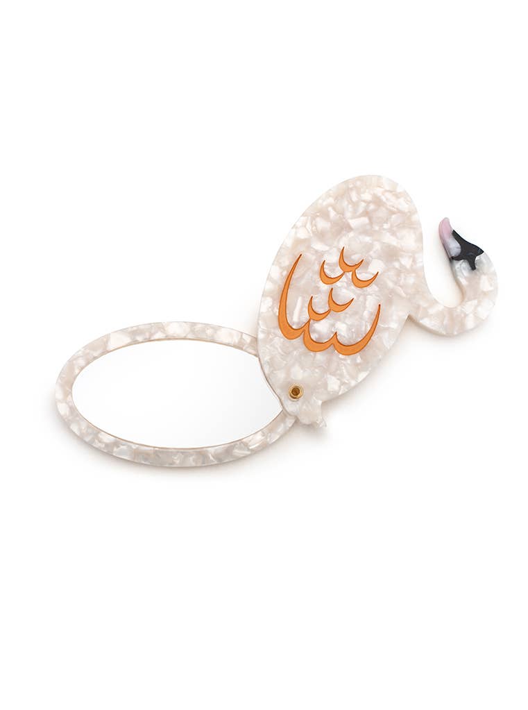 Folding Compact Mirror, Swan