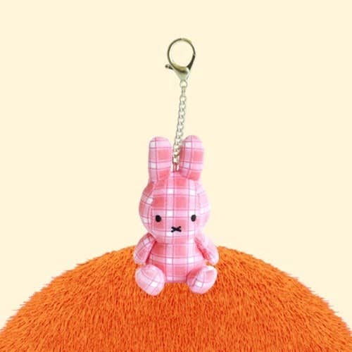 Miffy Keychain, Pink Plaid