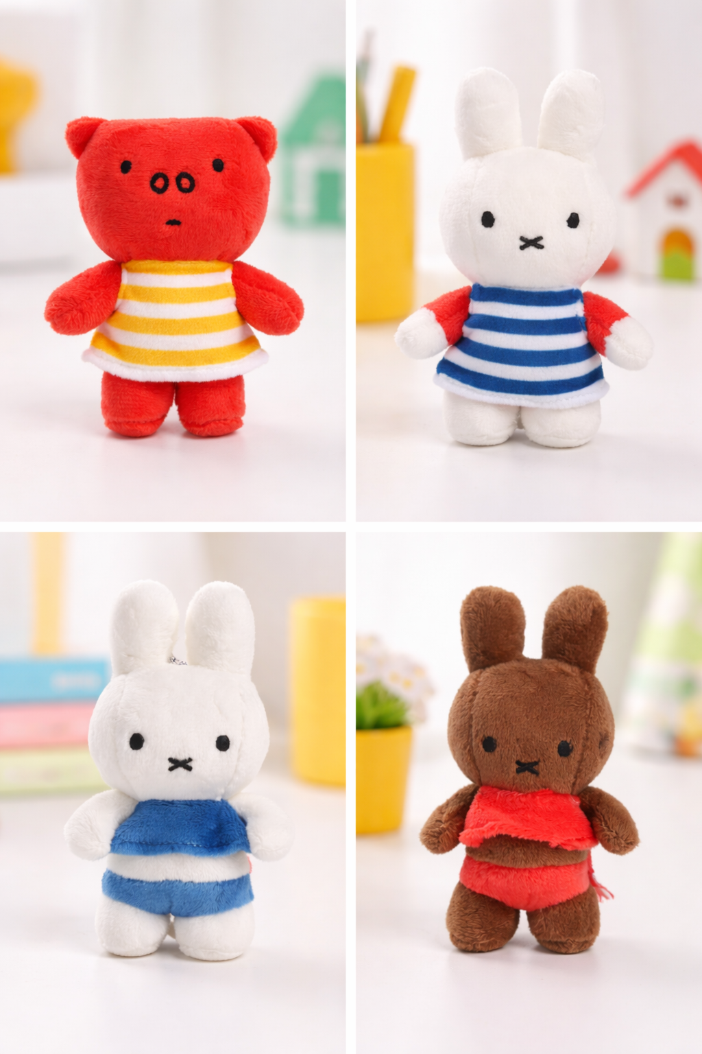 Miffy Plush Bag Charm, Miffy in Blue Stripe Swim Dress