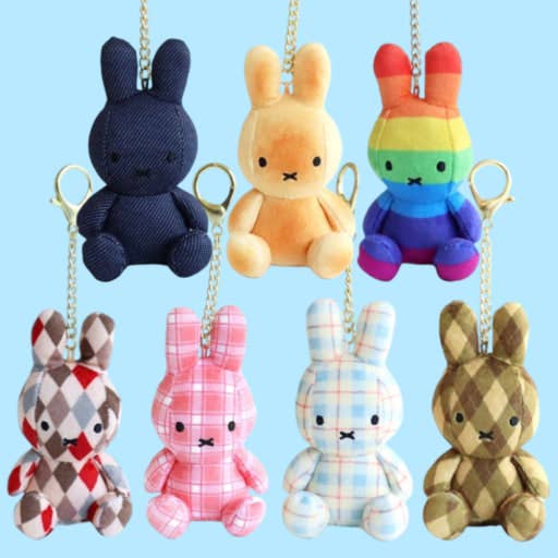 Miffy Keychain, Pink Plaid