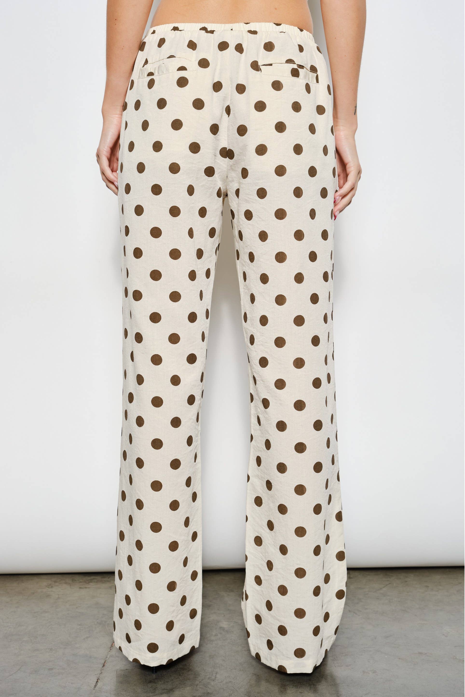 Polka Dot Low Waist Pants, Brown