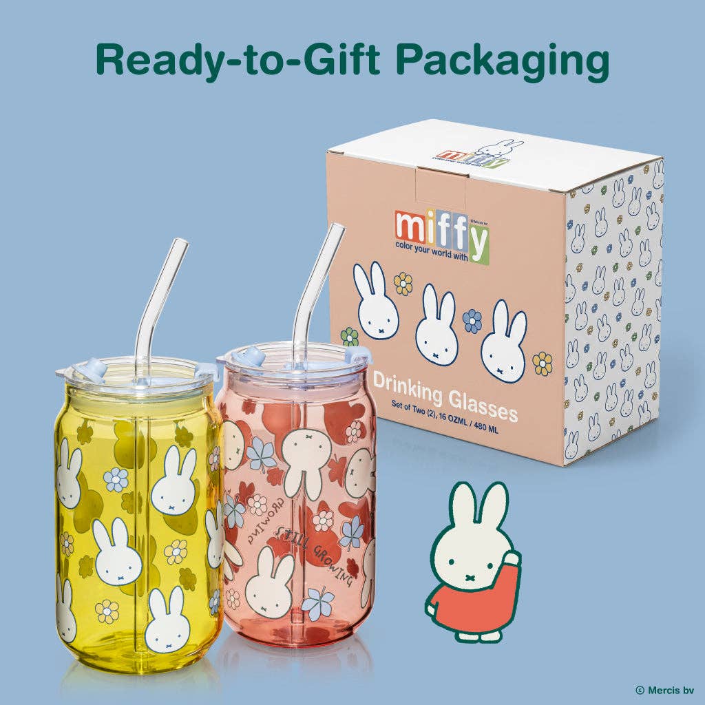 Miffy Spring Drinking Glass with Straw