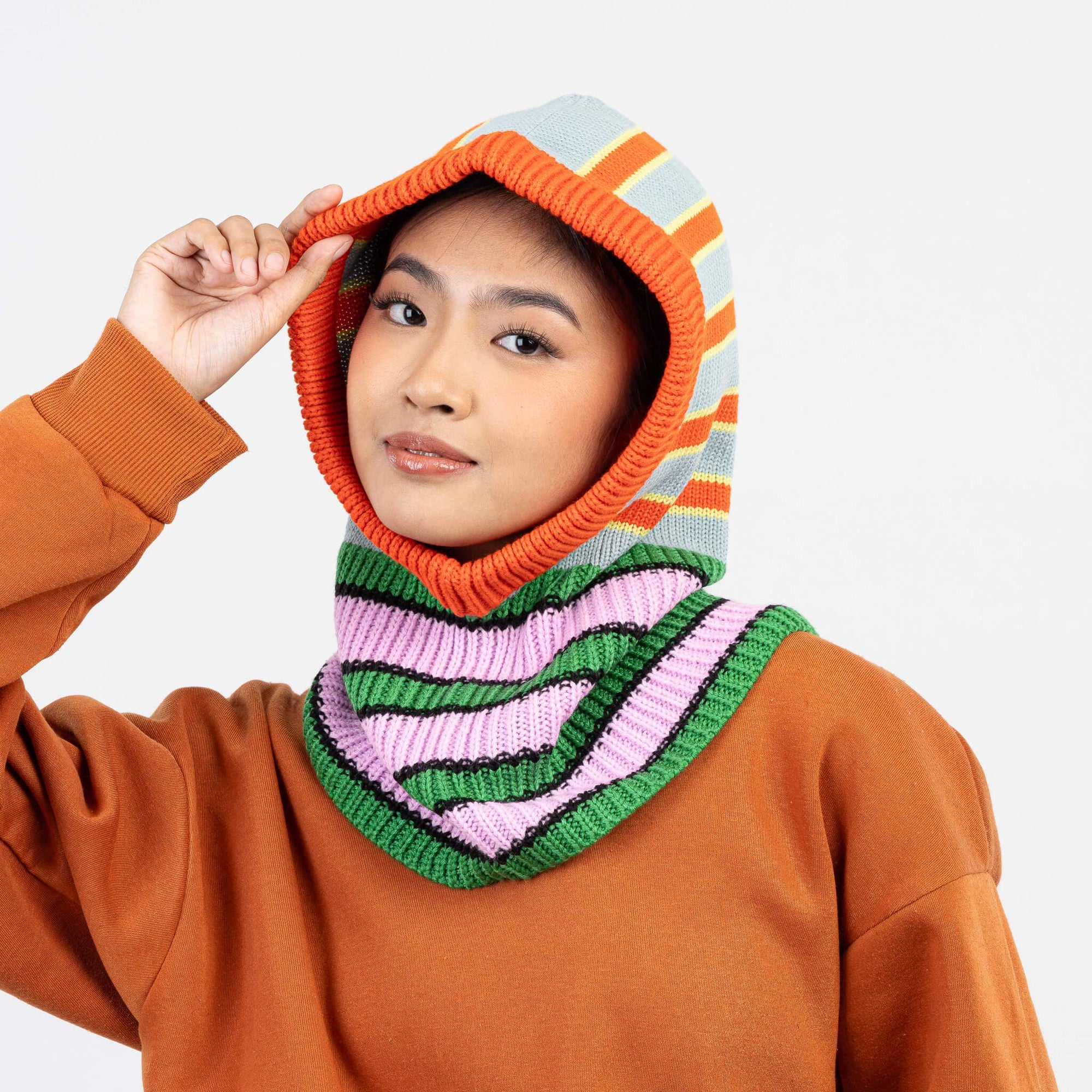 Striped Balaclava, Peach Cobalt