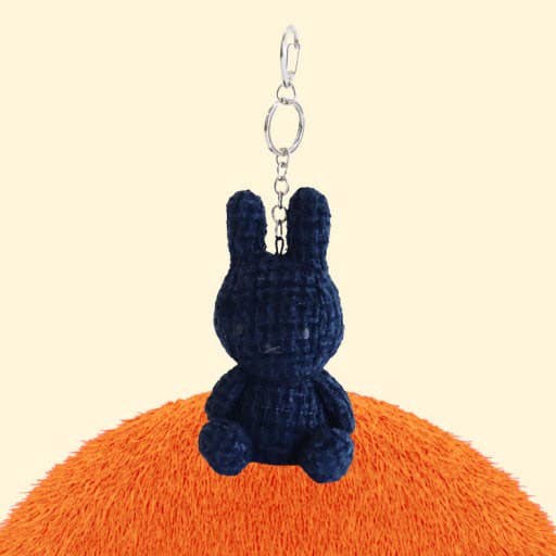 Miffy Tweed Plush Bag Charm Keychain, Denim