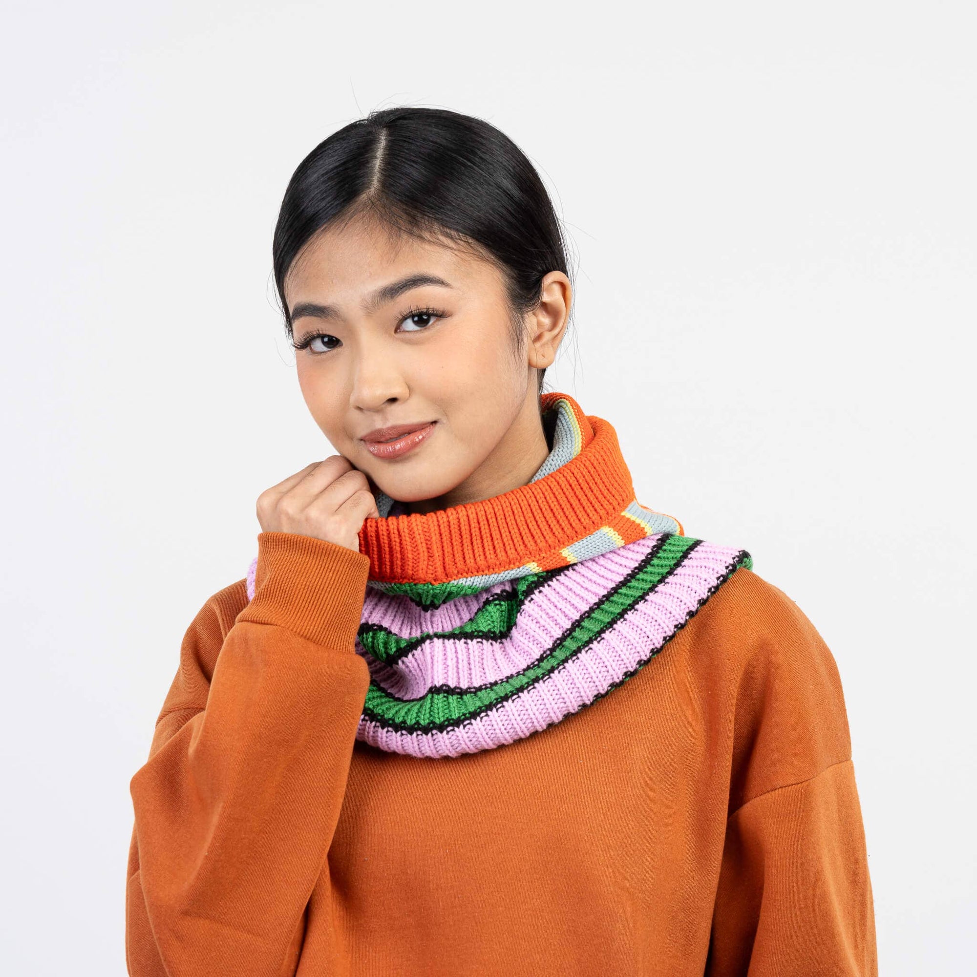 Striped Balaclava, Peach Cobalt