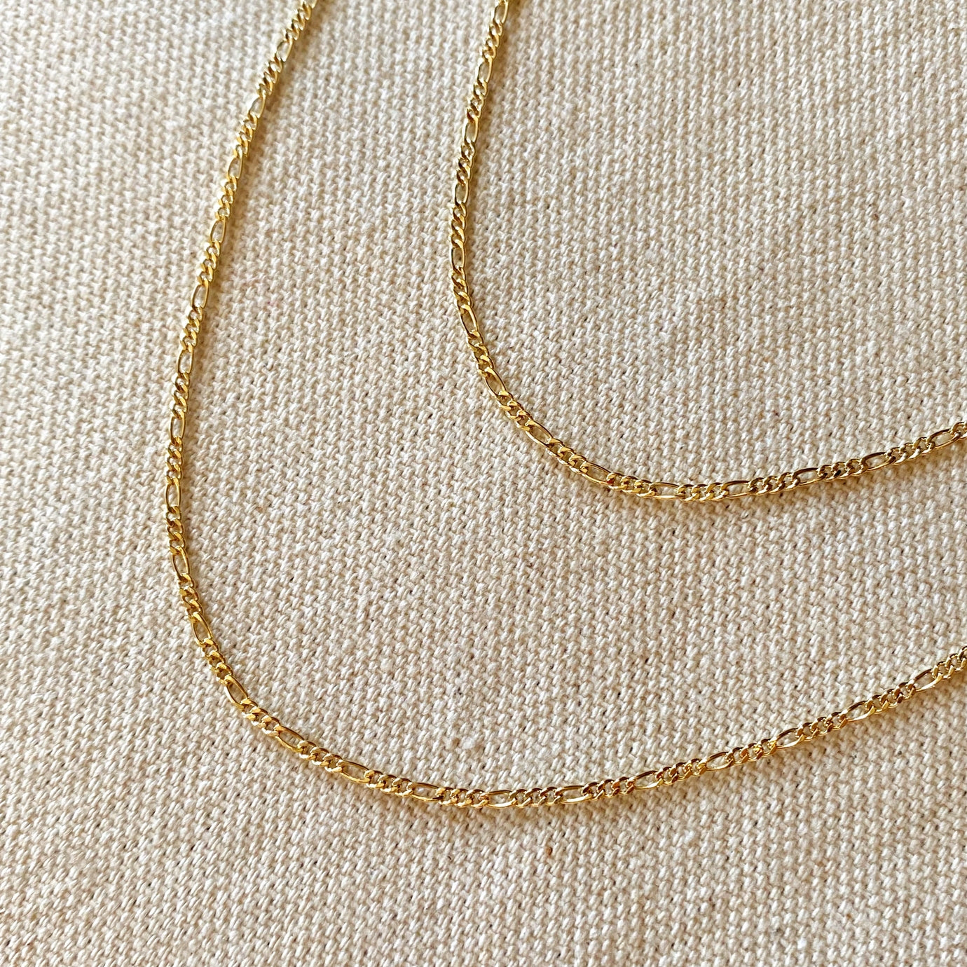 Thin Figaro Chain, 18k Gold Filled
