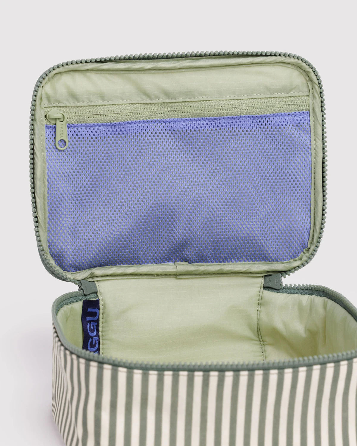 Small Cosmetic Case, Sage Stripe