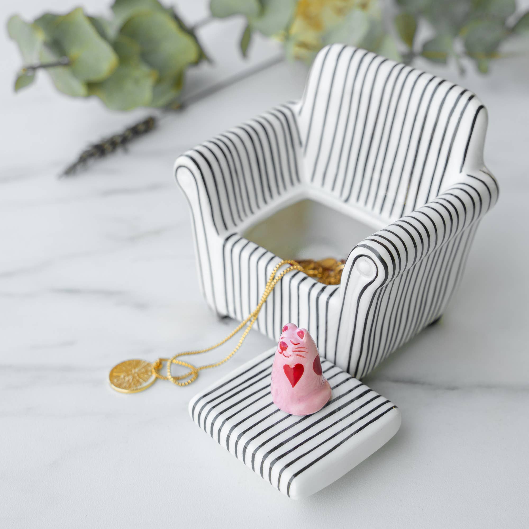 Striped Cat Sofa Jewelry Box