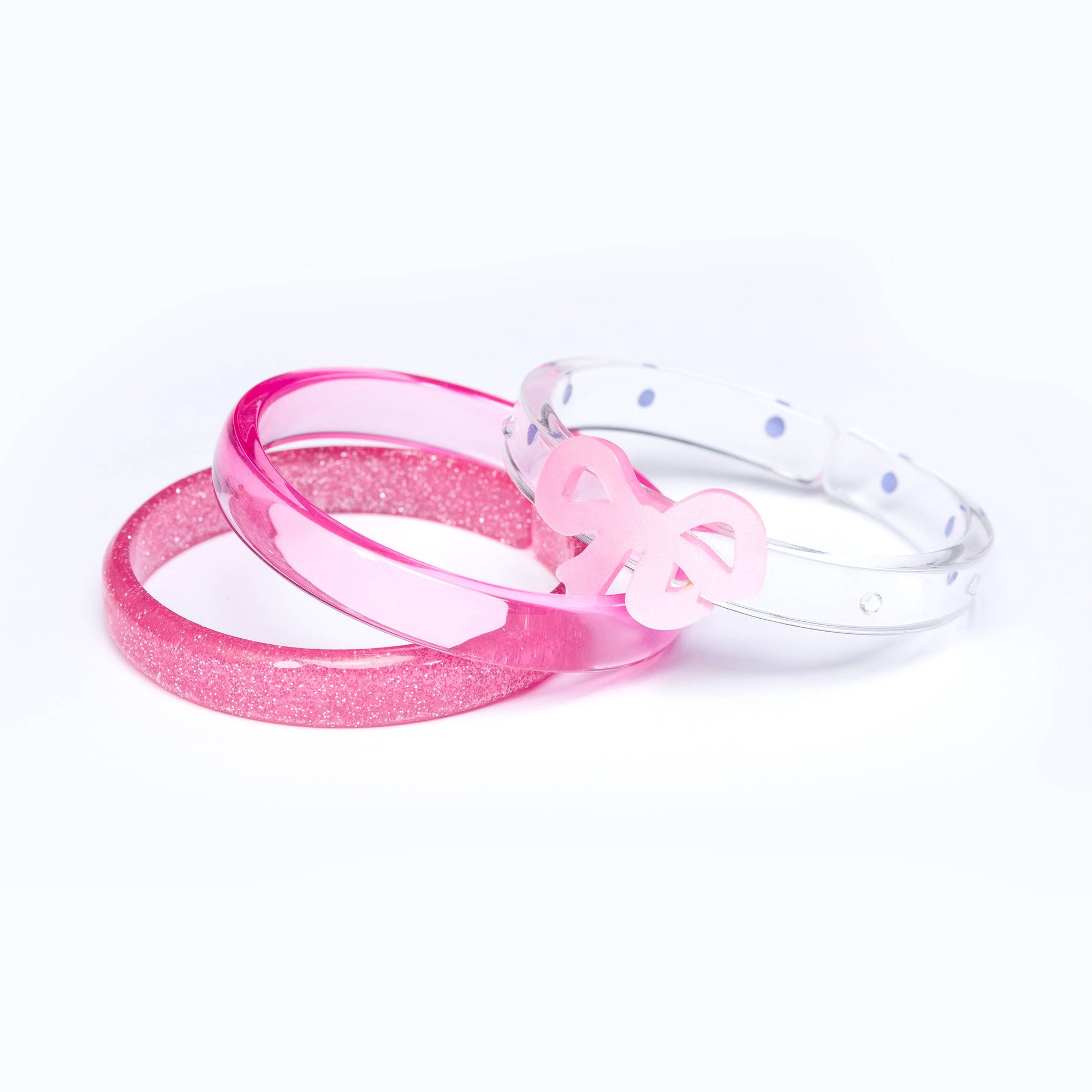 Fancy Bow Satin Pink Bangles