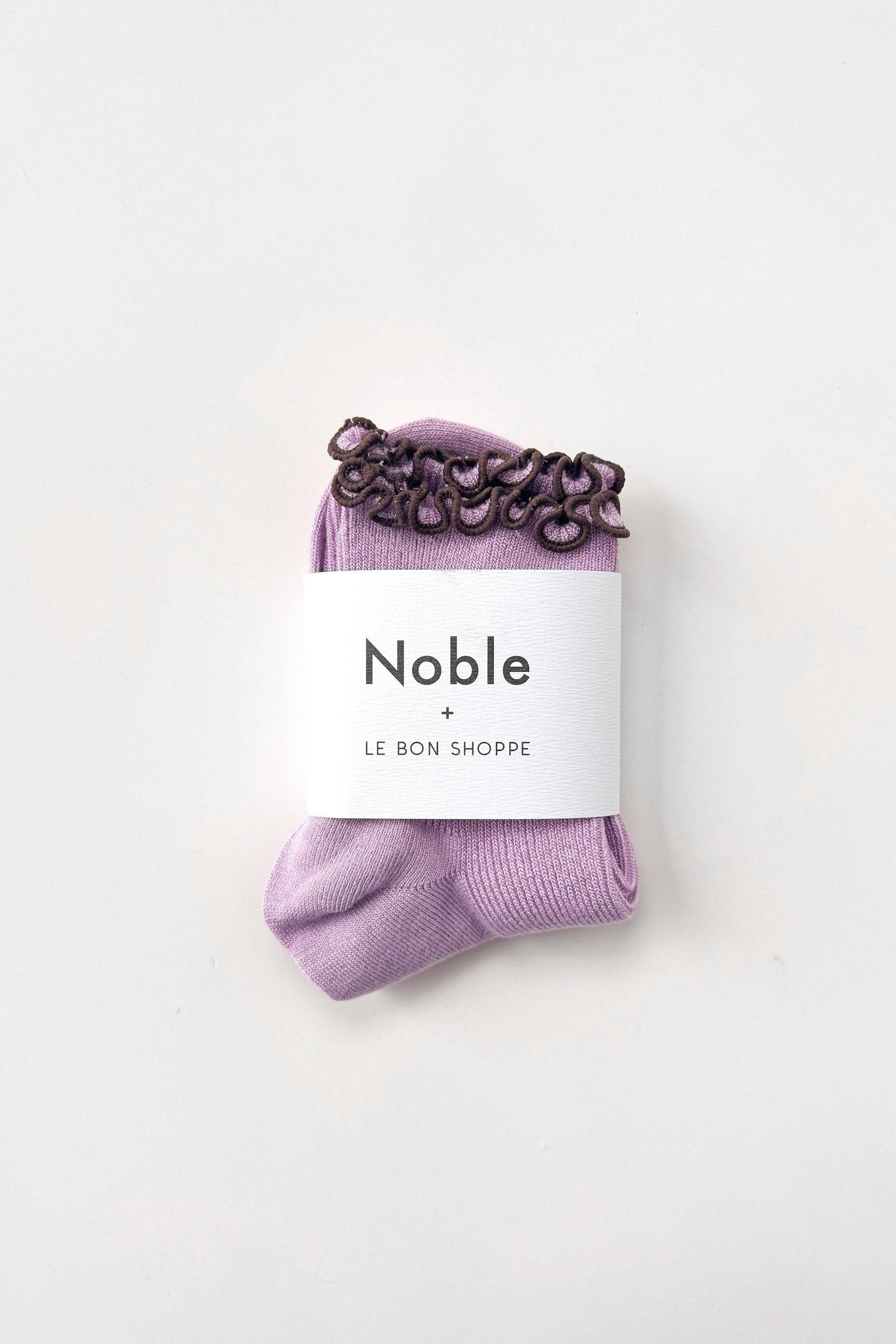 Petite Ruffled Modal Socks, Lilac/Brown