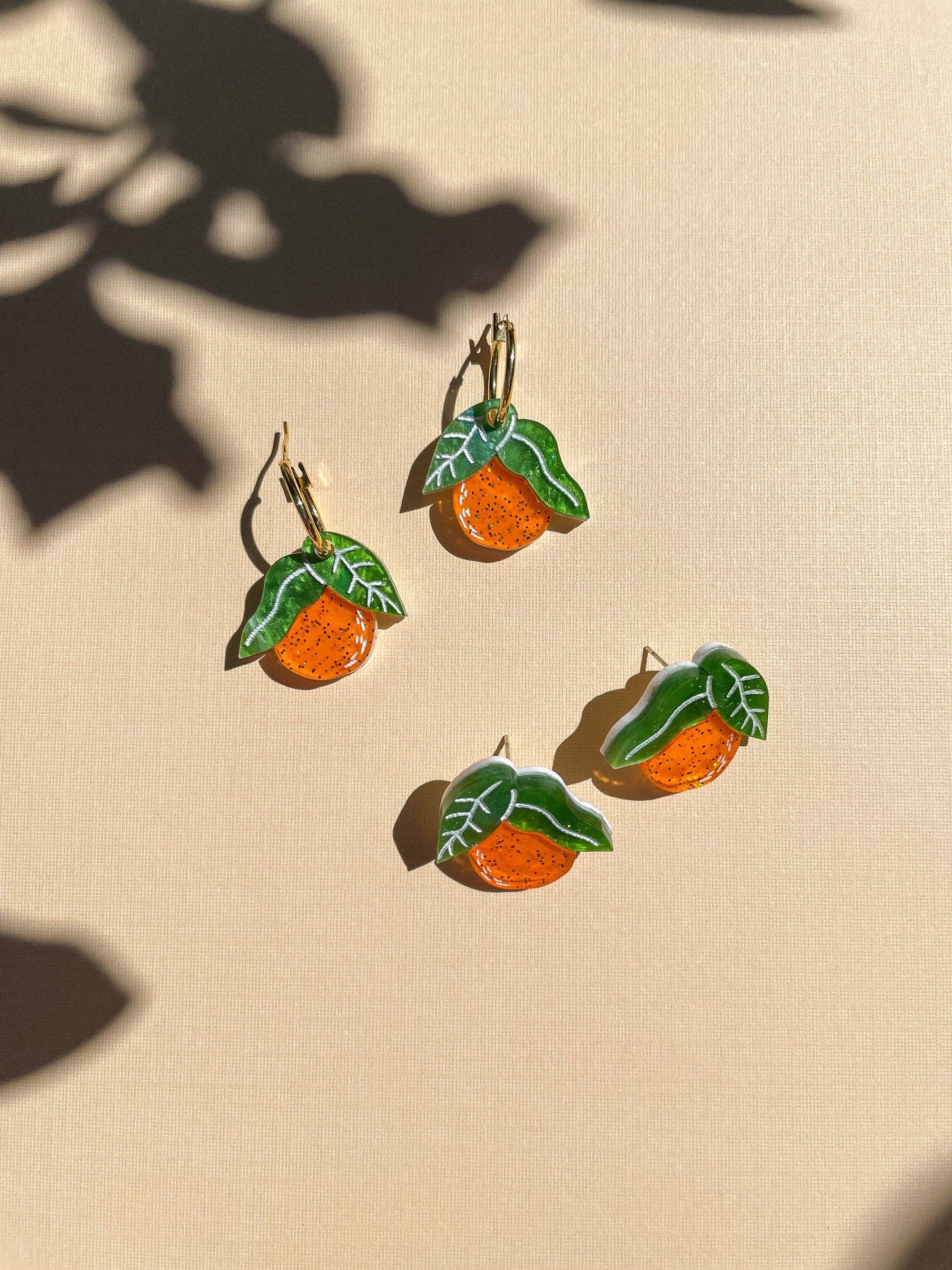 Orange Dangle Hoop Earrings
