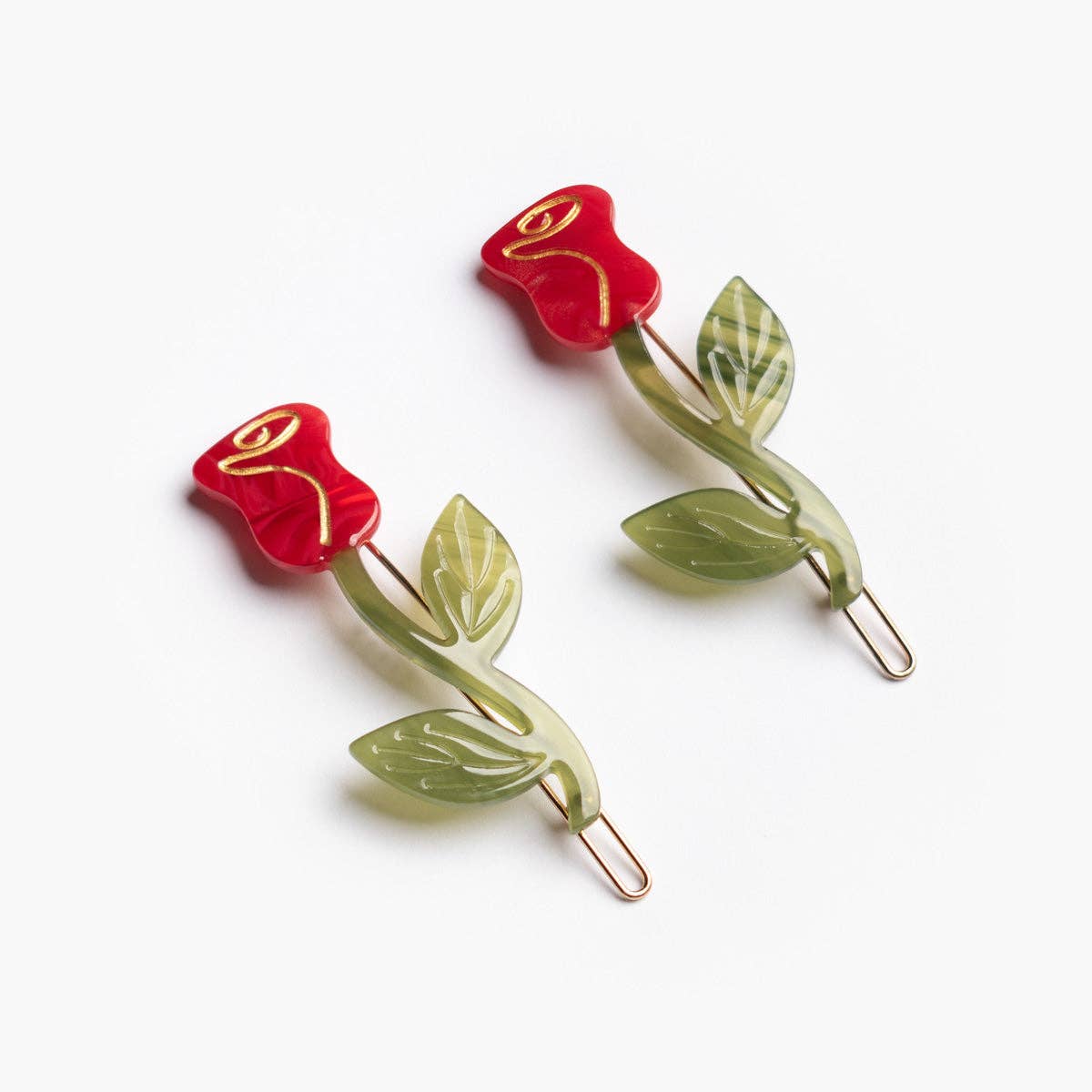 Red Rose Hair Clip Set