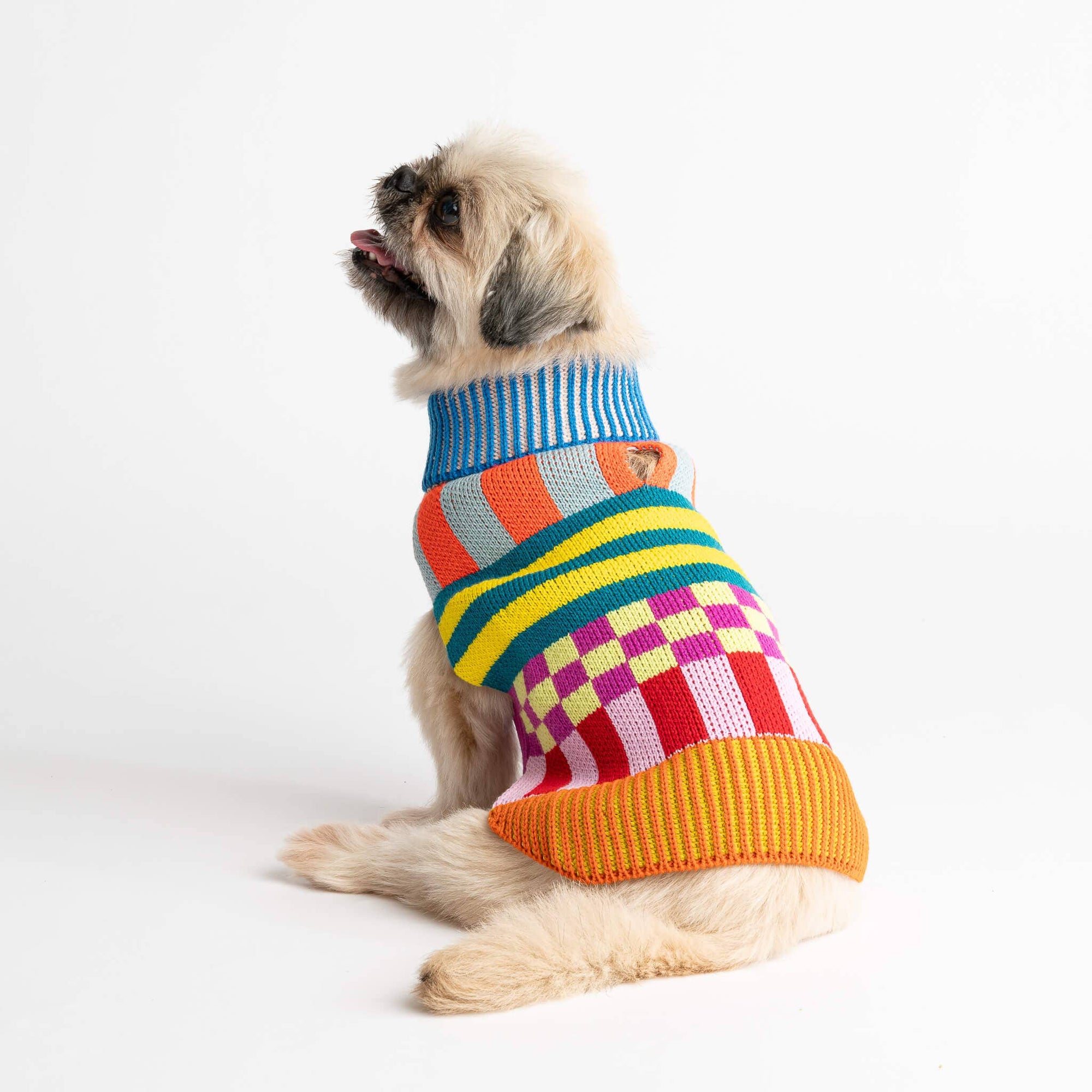 Pattern Patch Dog Sweater, Rainbow / M