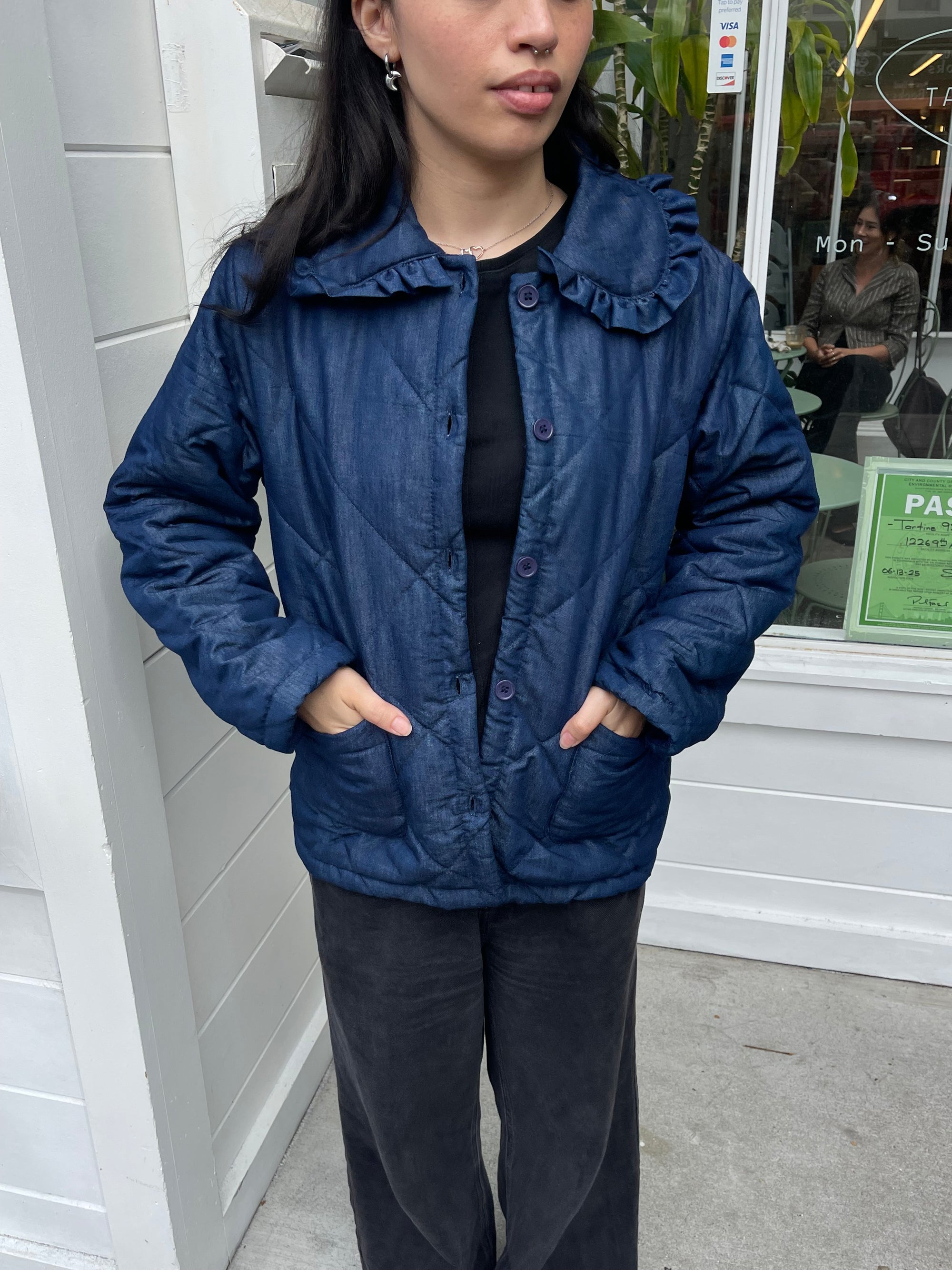 Ruffled Jacket, Blue/Denim