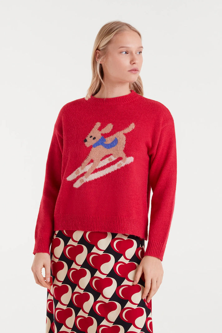 Skiing Dog Pullover Sweater