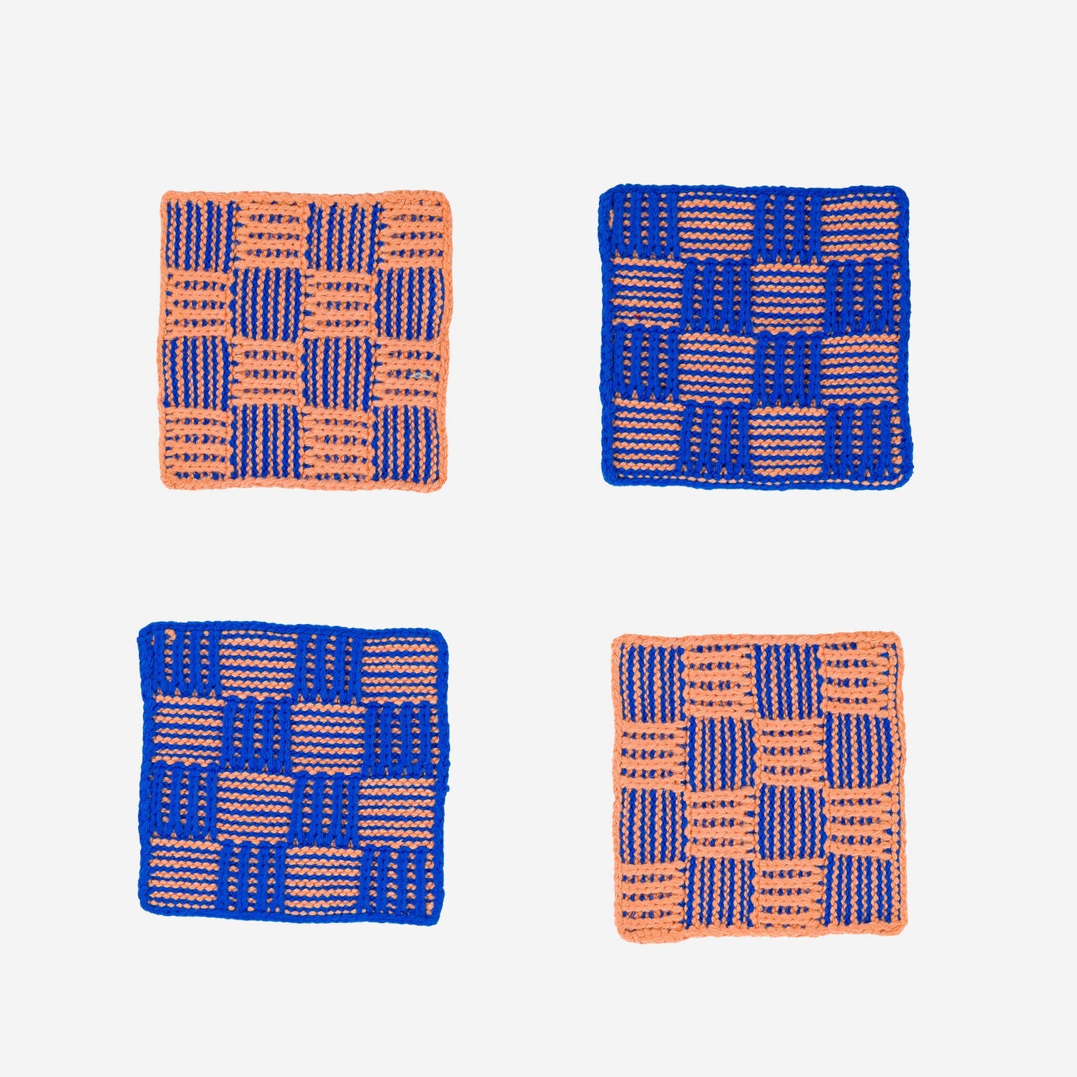 Checkerboard Coaster Set, Cobalt