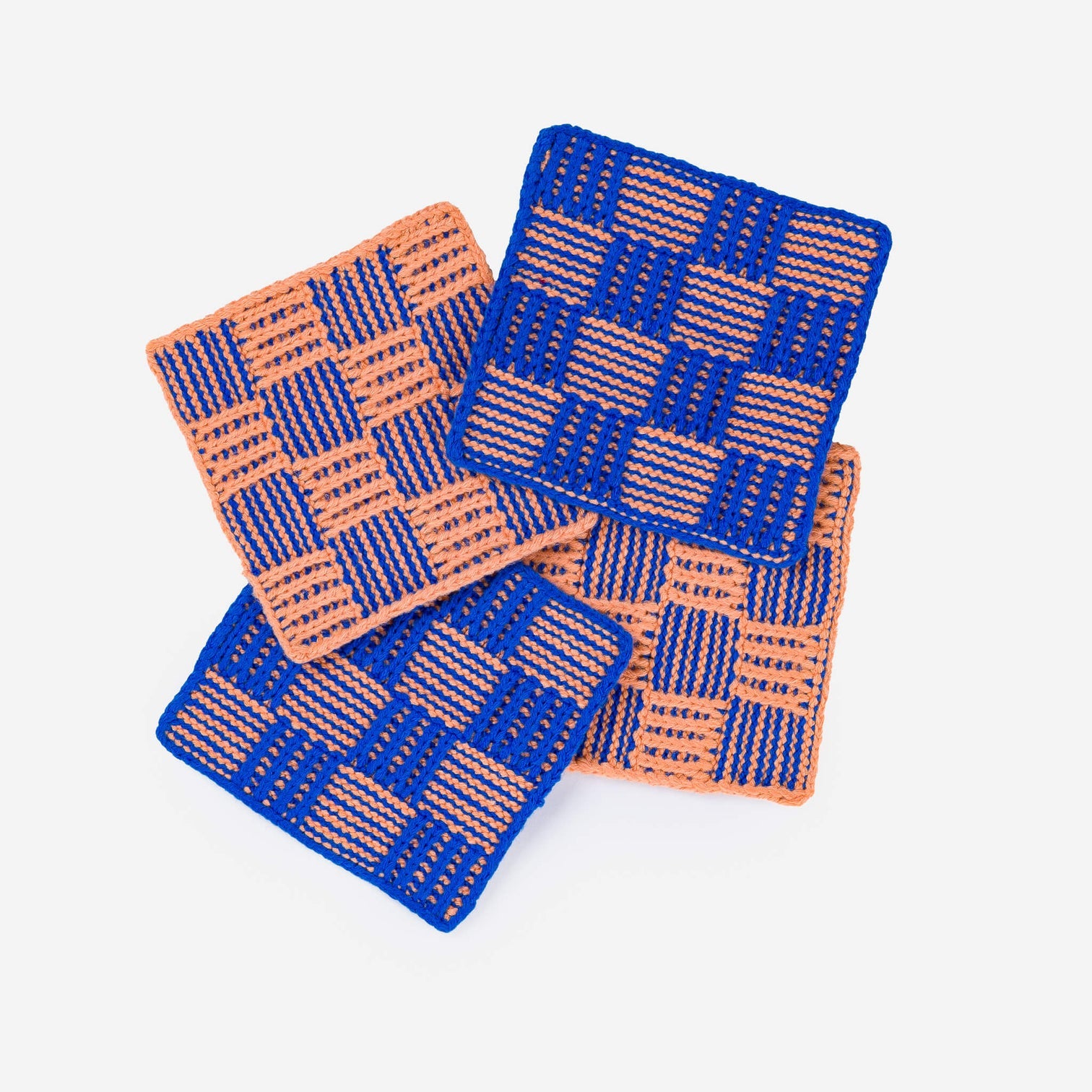 Checkerboard Coaster Set, Cobalt