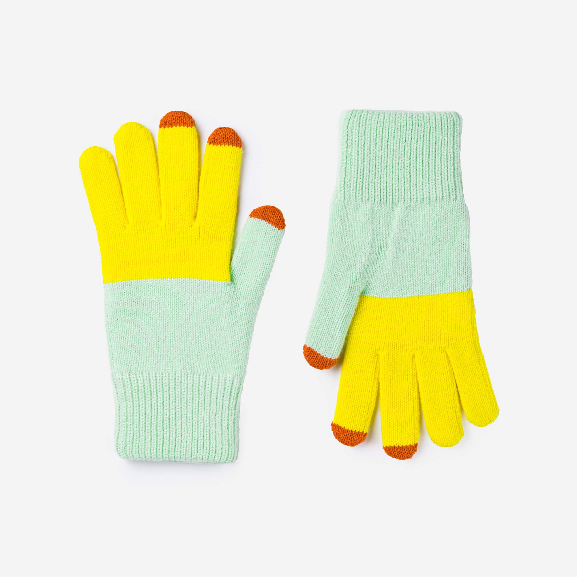 Colorblock Touchscreen Gloves, Jade Yellow