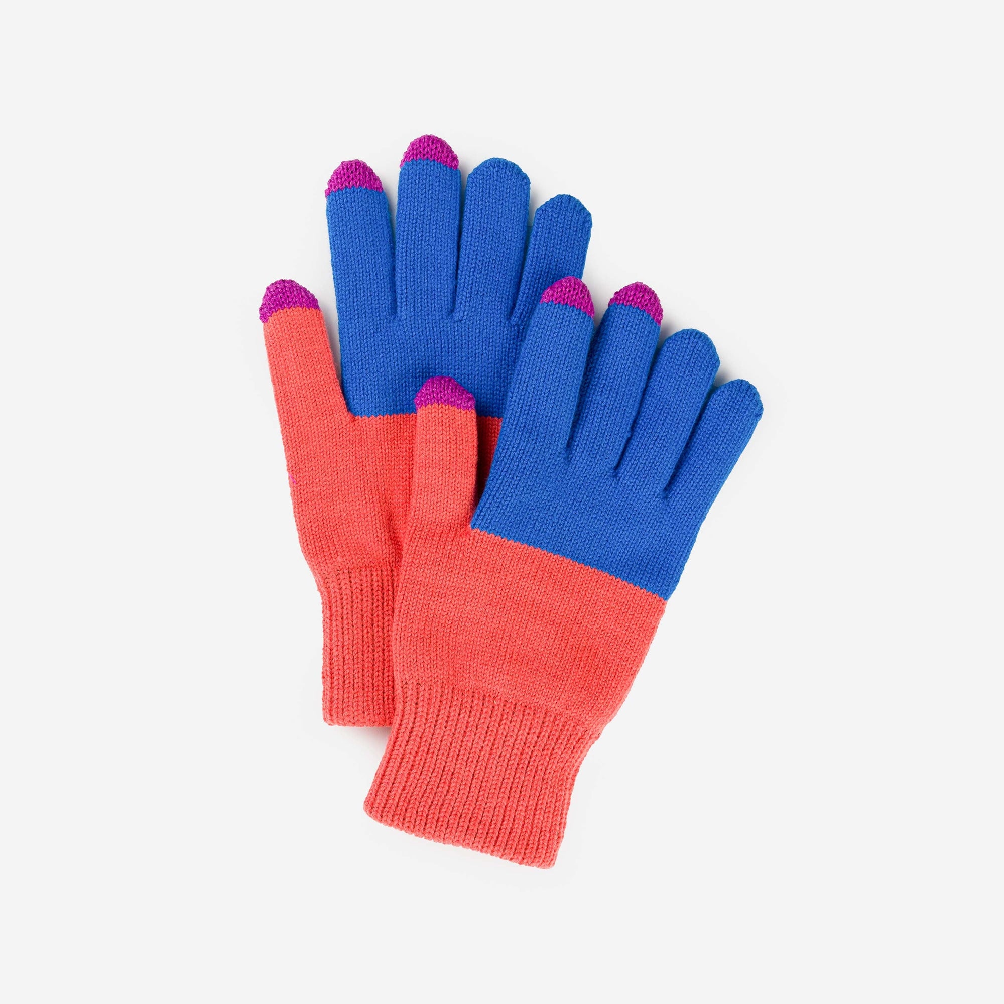 Colorblock Touchscreen Gloves, Melon Cobalt