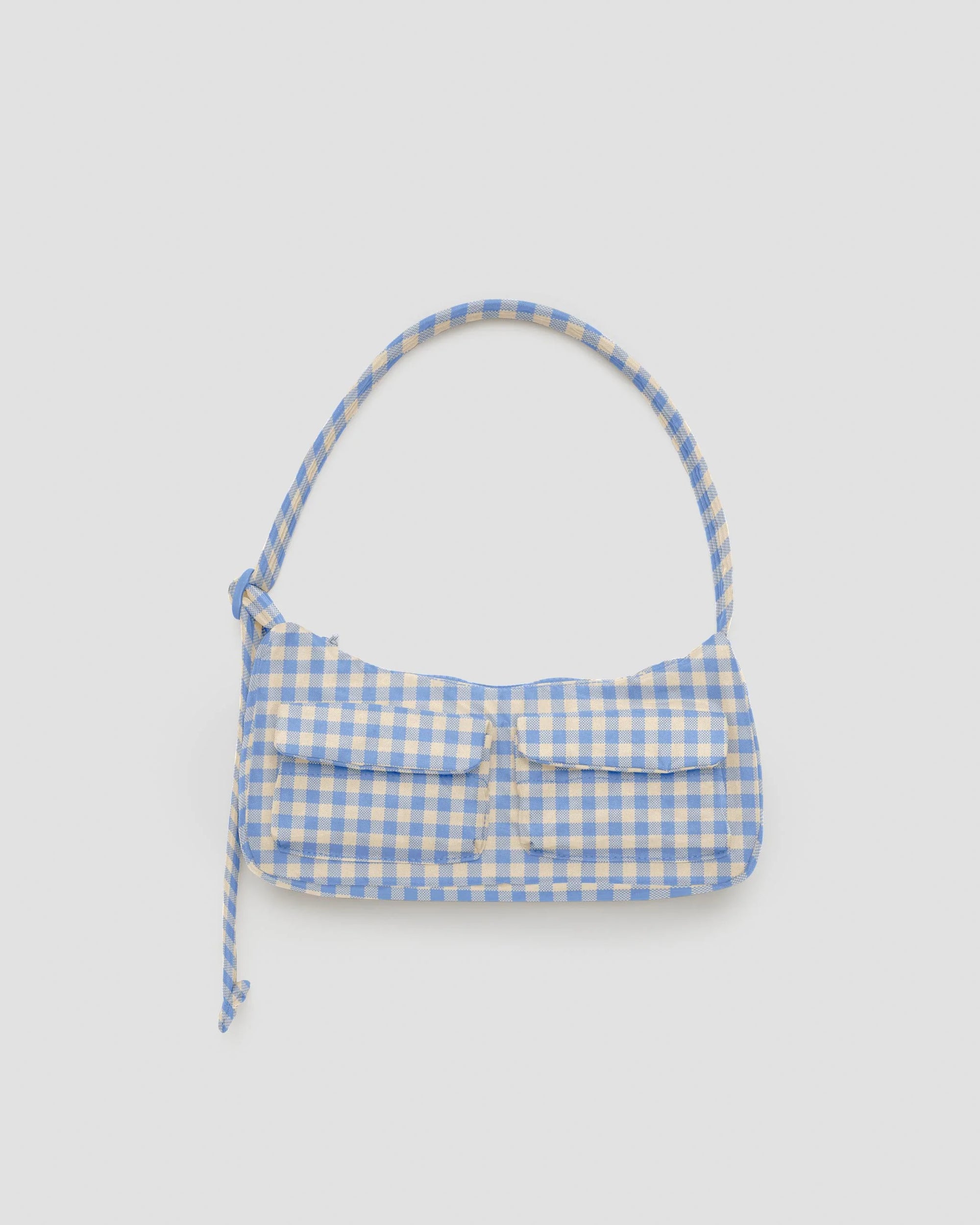 Cargo Shoulder Bag, Light Blue Gingham