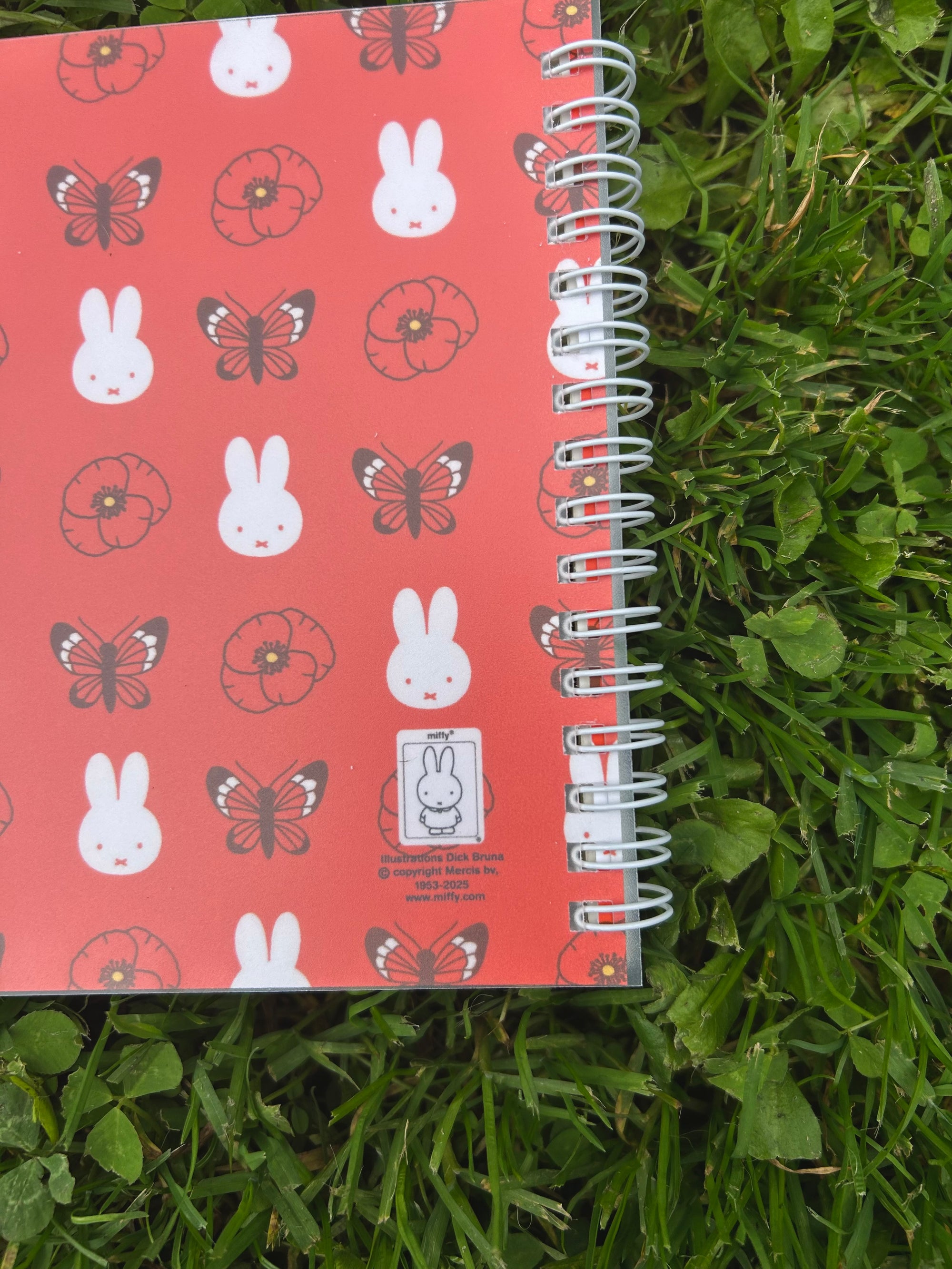 Miffy Poppy Butterfly Pattern Pocket Notebook, Red
