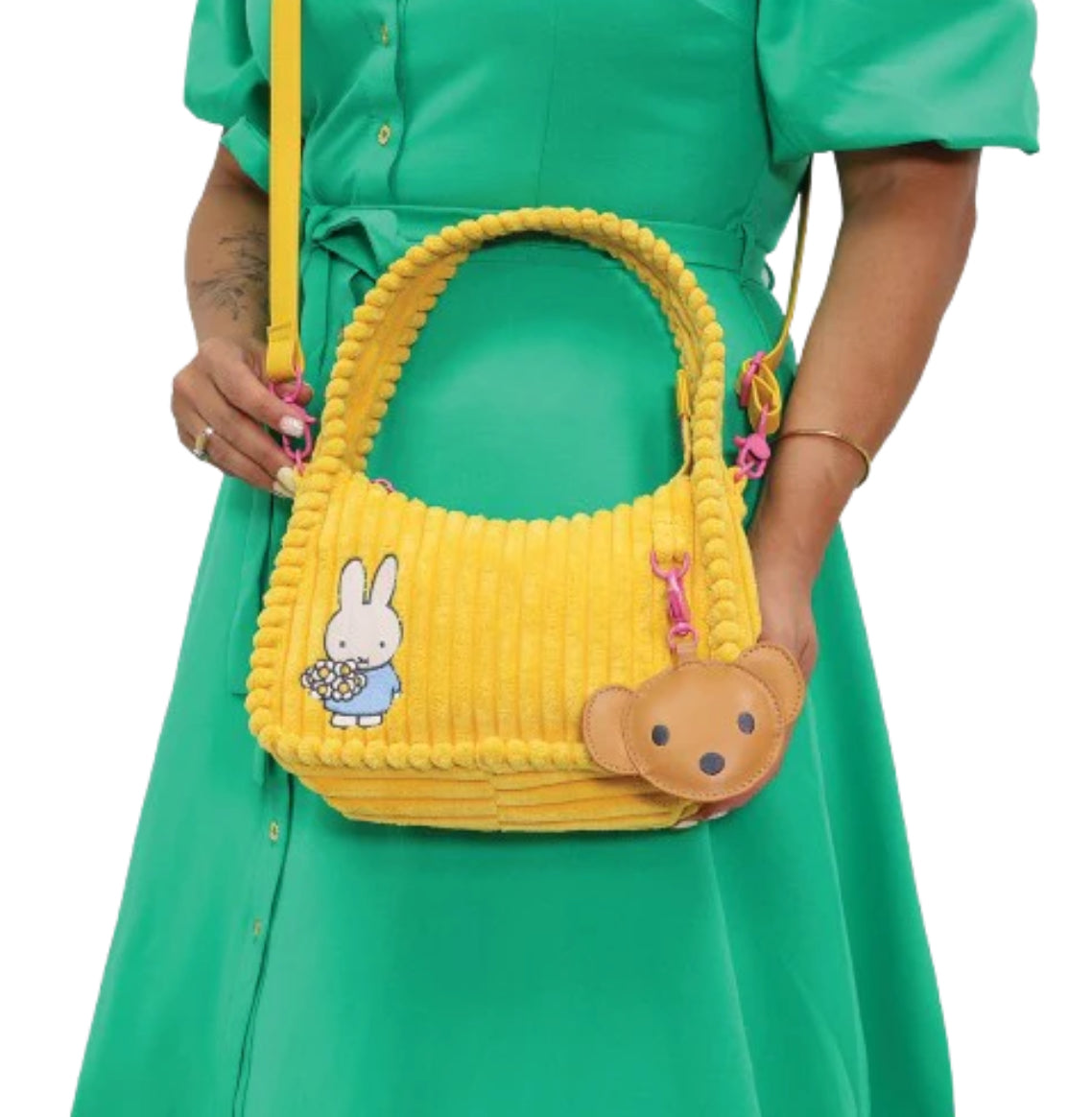 Miffy Corduroy Baguette Crossbody Bag with Bag Charm