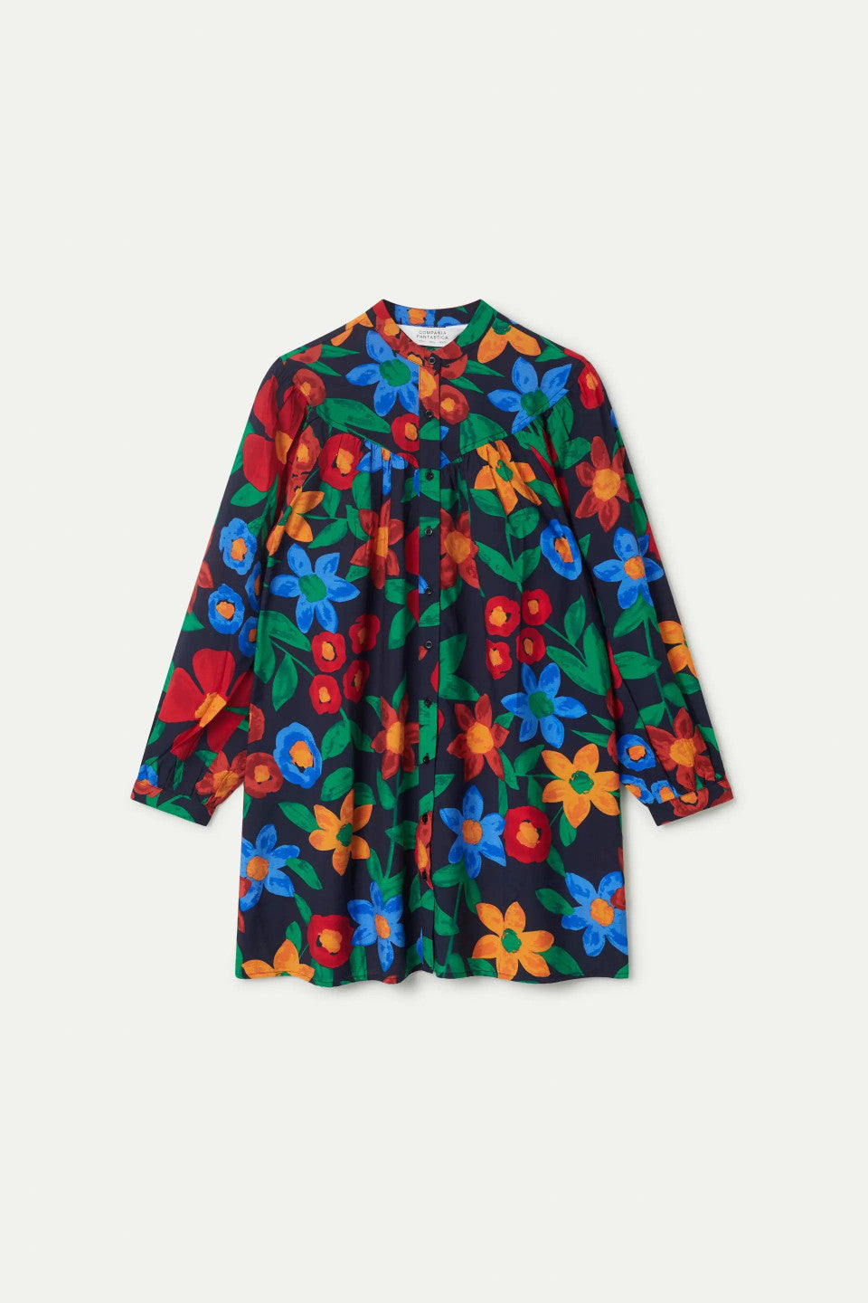 Floral Button-Up Dress, Black/Multi