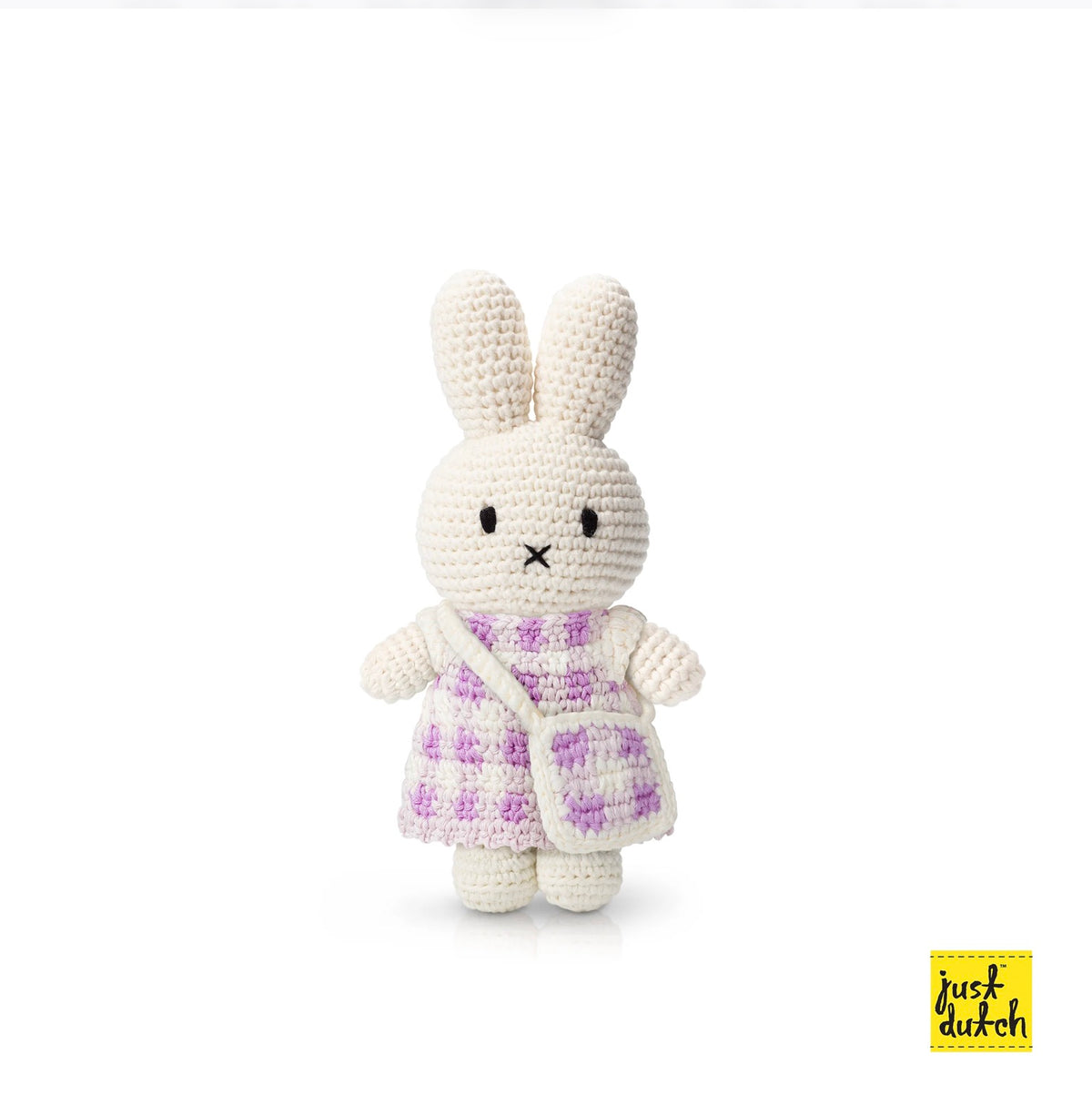 Miffy Knit Doll, Gingham, Purple